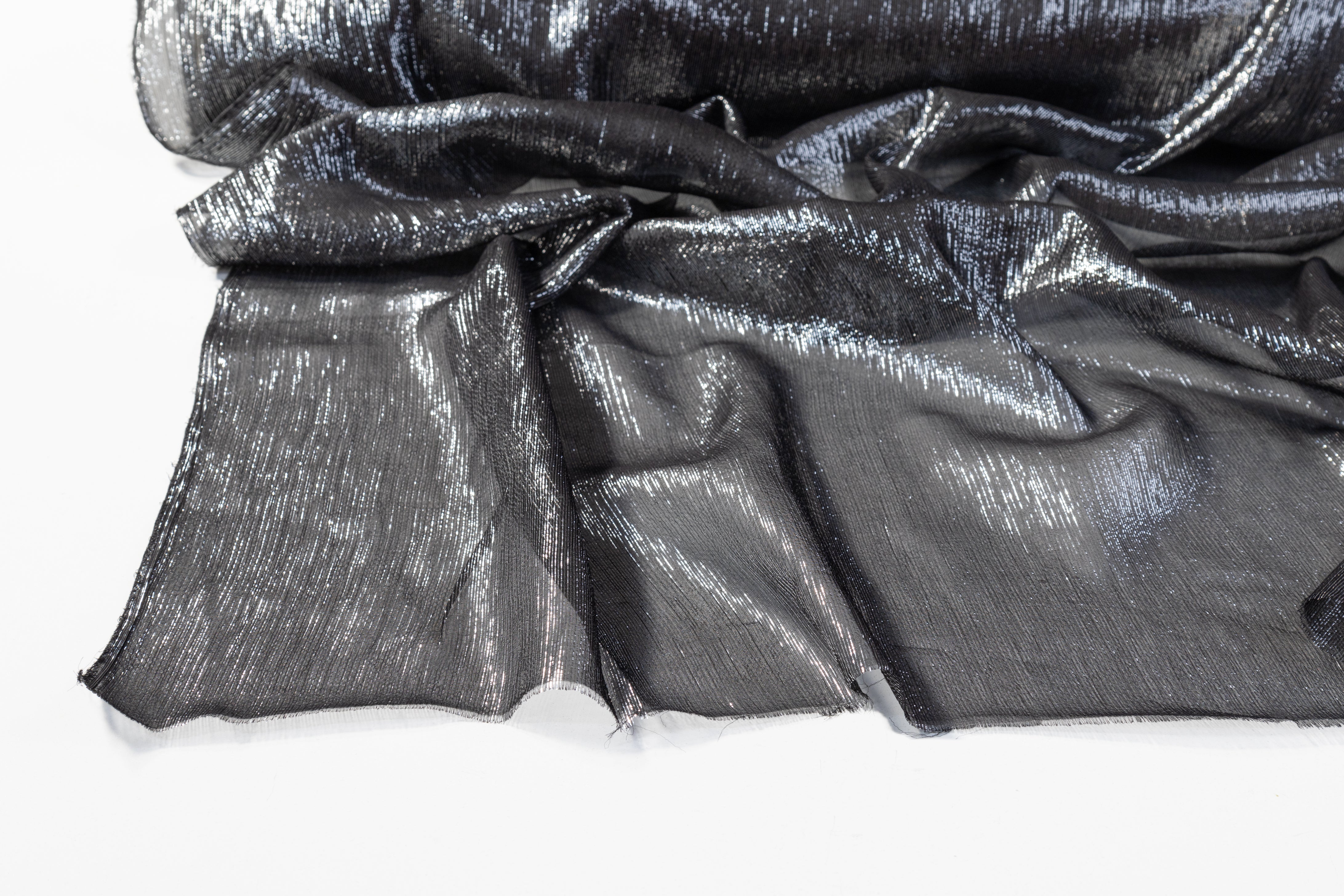 Silk Chiffon Lamé - Black / Silver