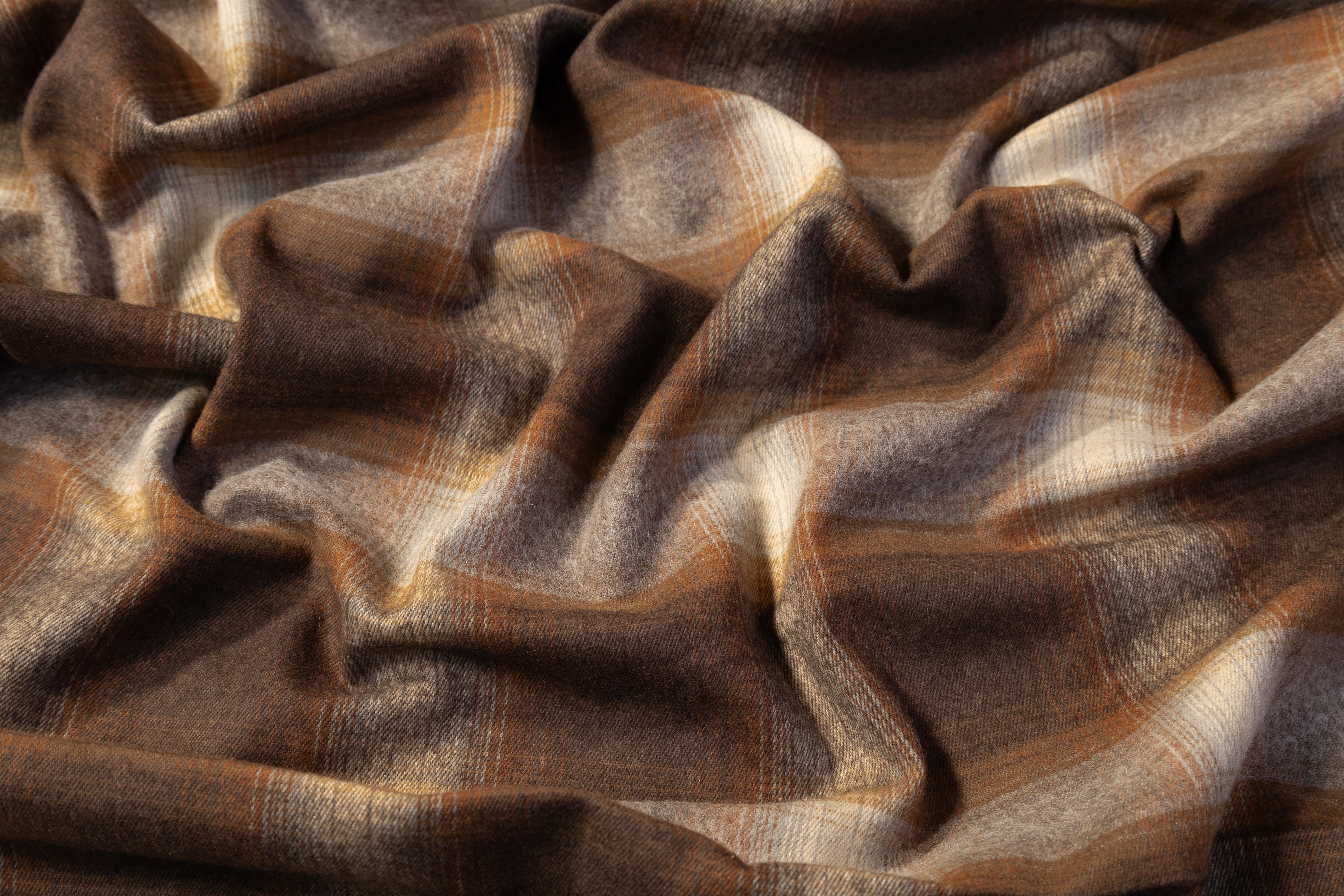 Plaid Italian Cotton Wool Flannel - Brown