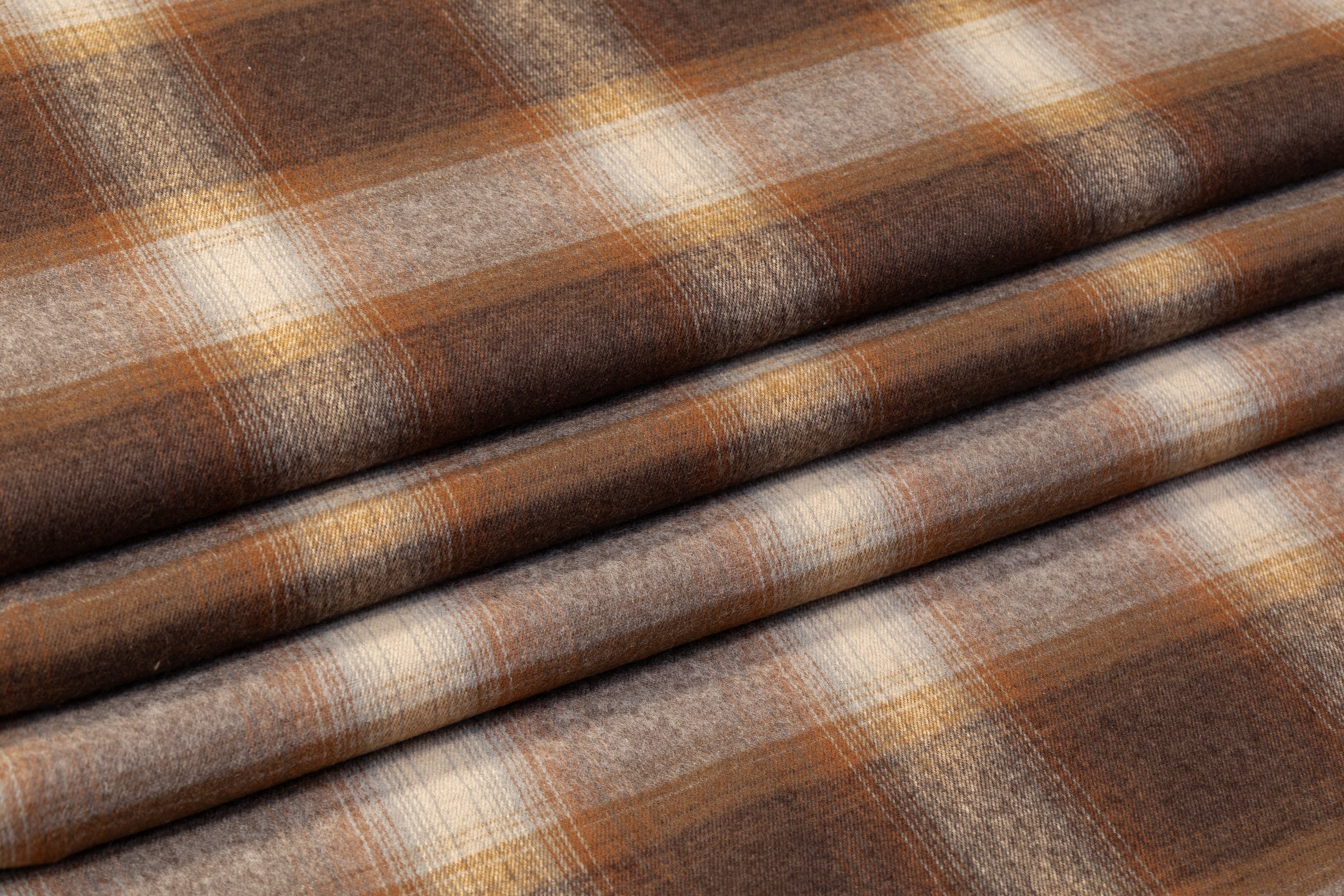 Plaid Italian Cotton Wool Flannel - Brown
