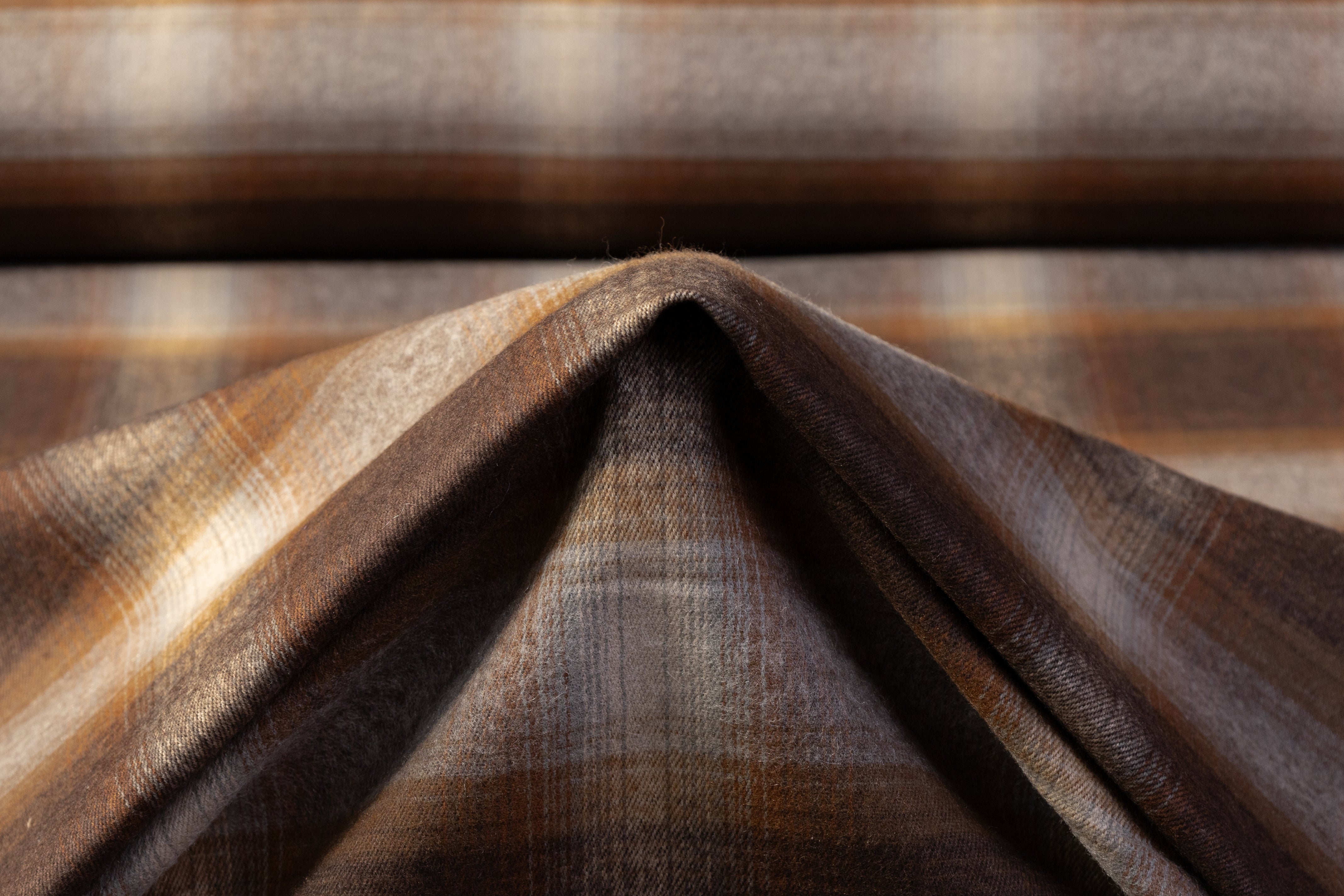 Plaid Italian Cotton Wool Flannel - Brown