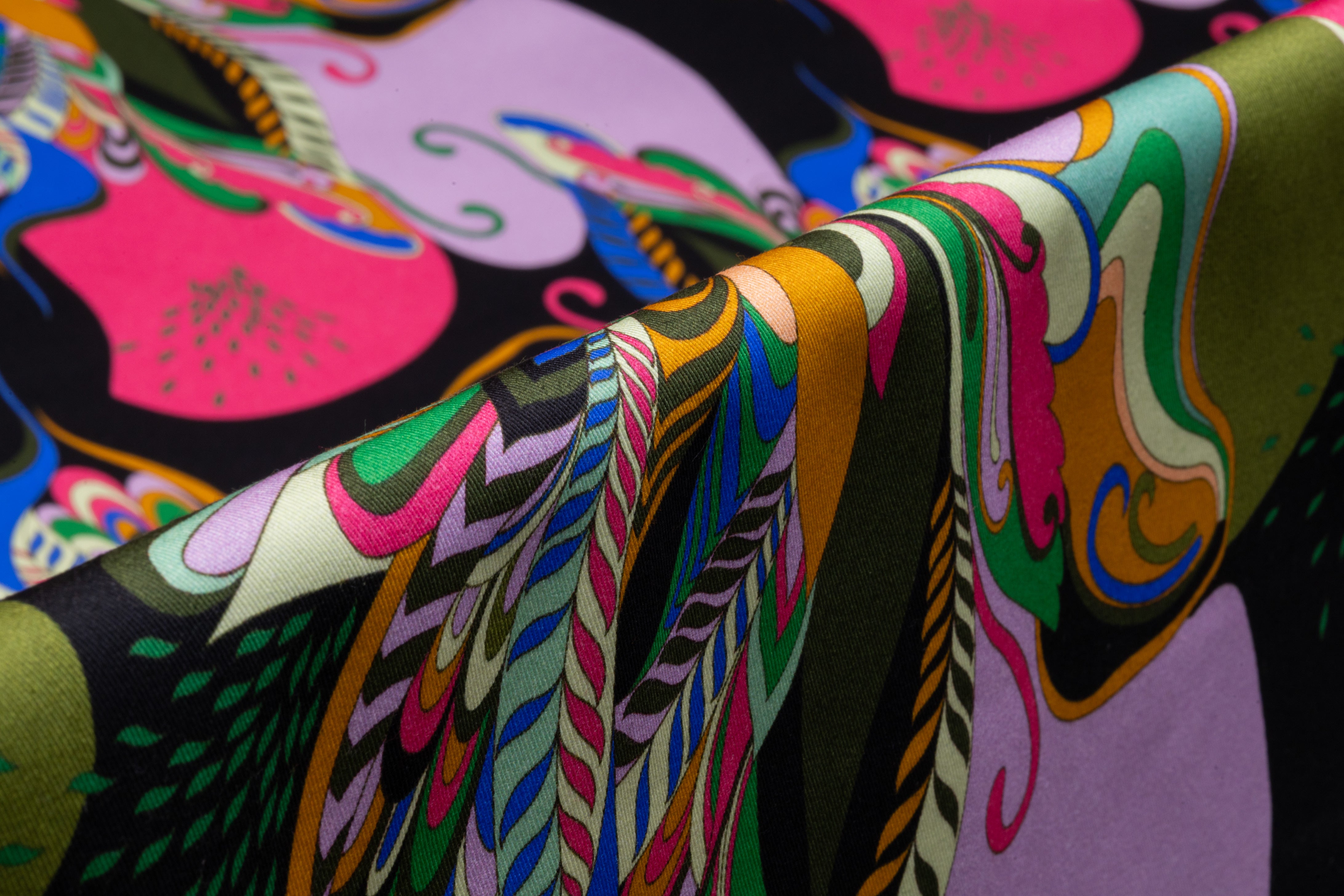Abstract Floral Italian Cotton Twill - Black / Multicolor