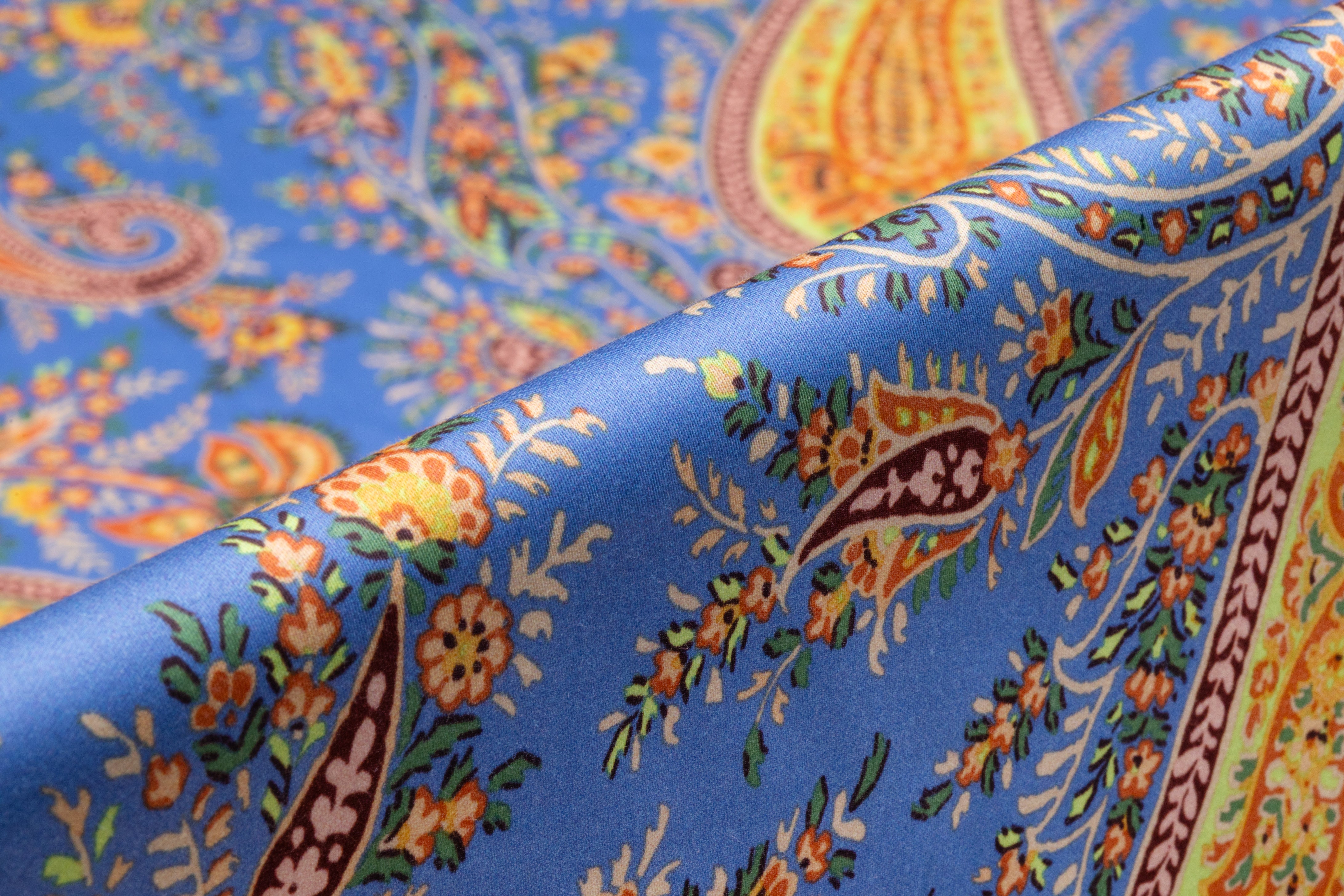 Paisley Italian Cotton Sateen - Cornflower Blue