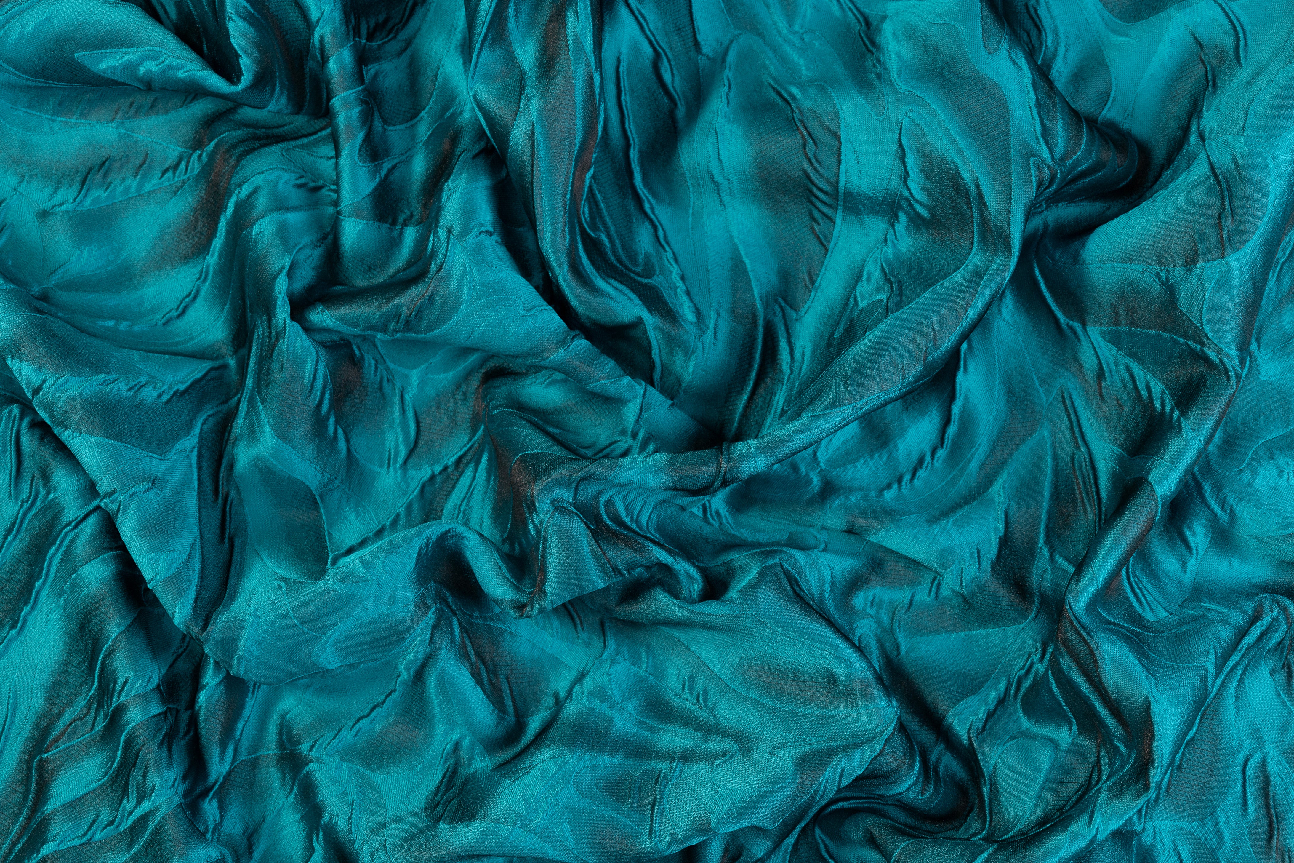 Abstract Italian Cloqué Brocade - Teal Blue