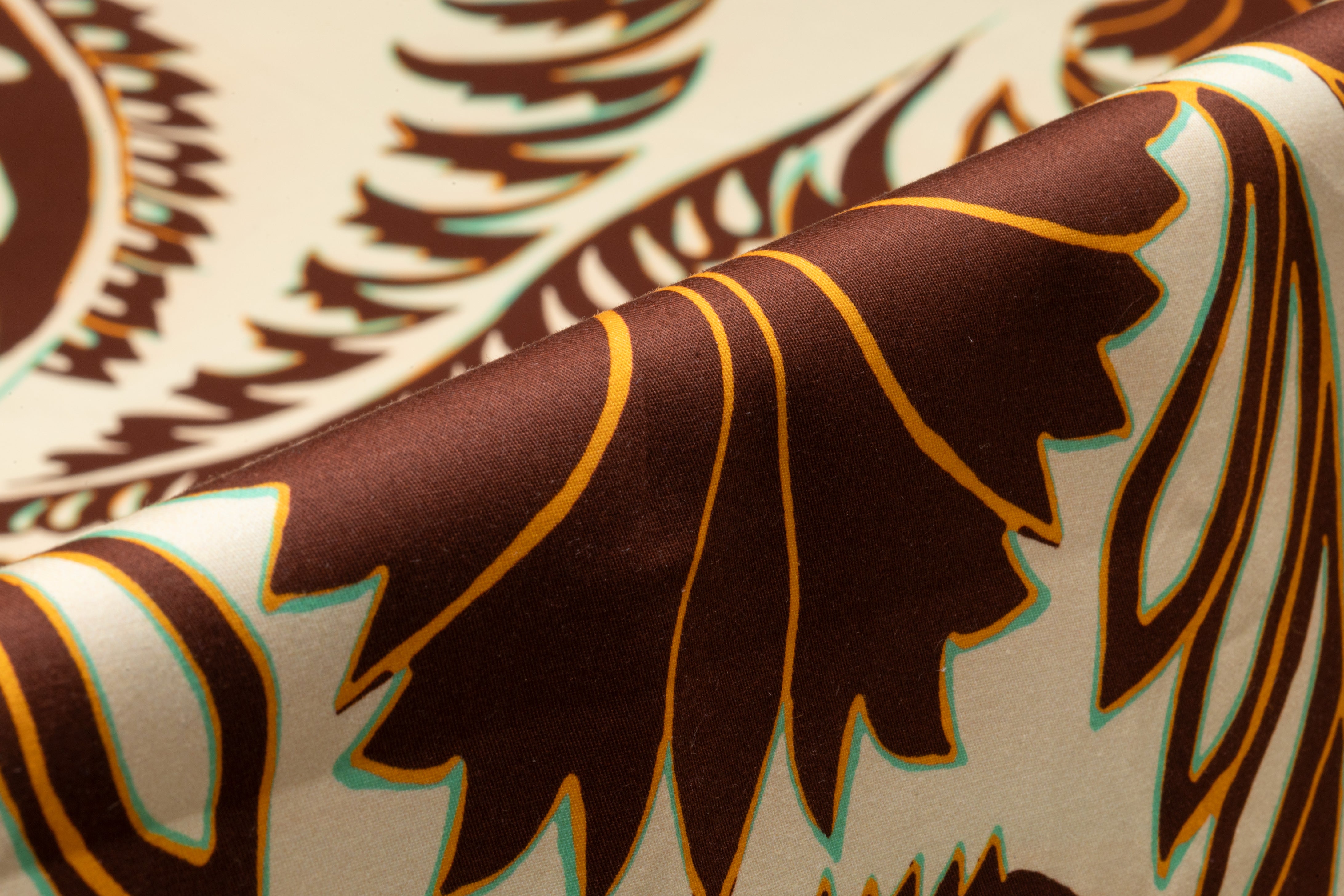 Damask Italian Cotton Twill - Cream / Brown