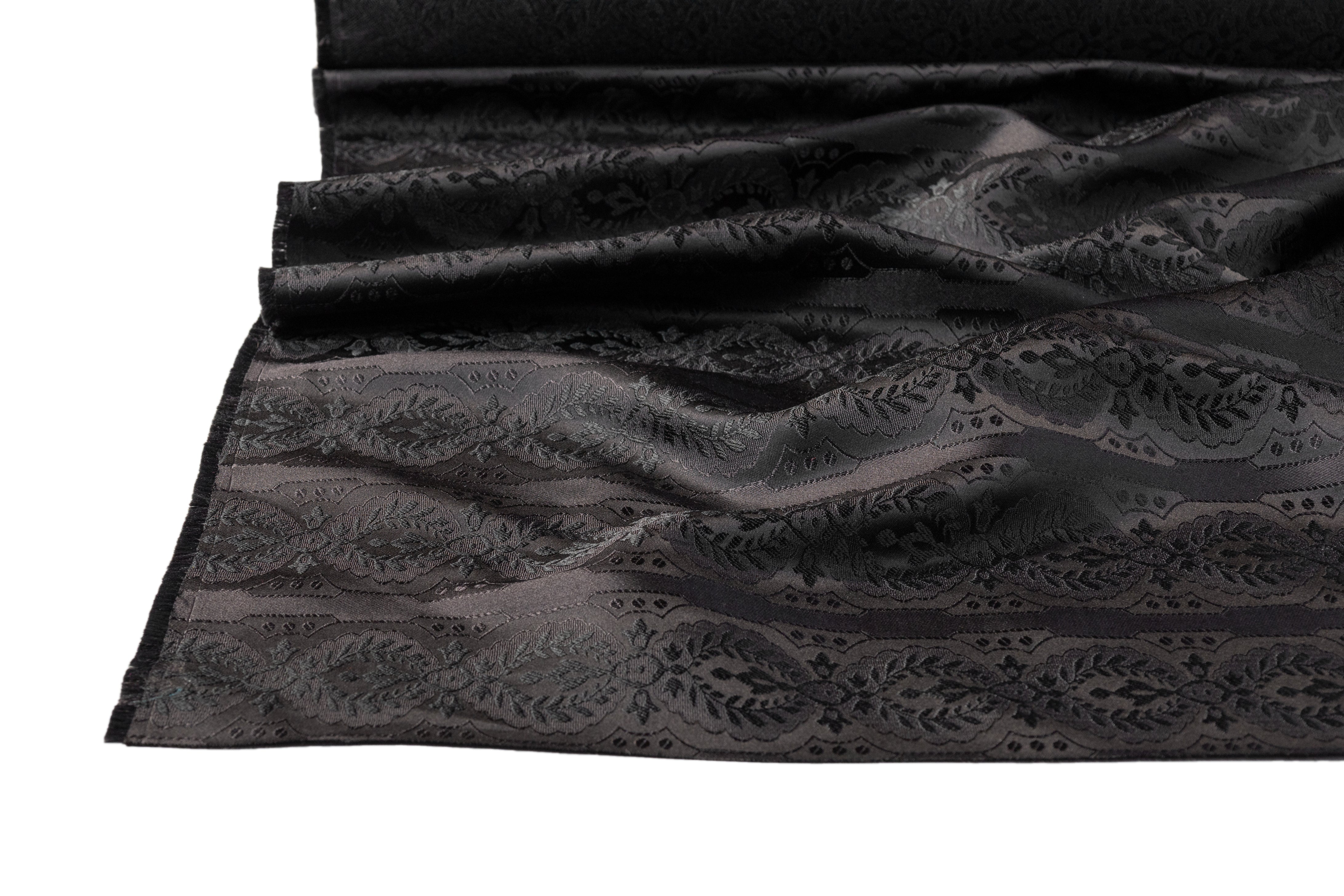 Medallion Italian Silk Blend Brocade - Black