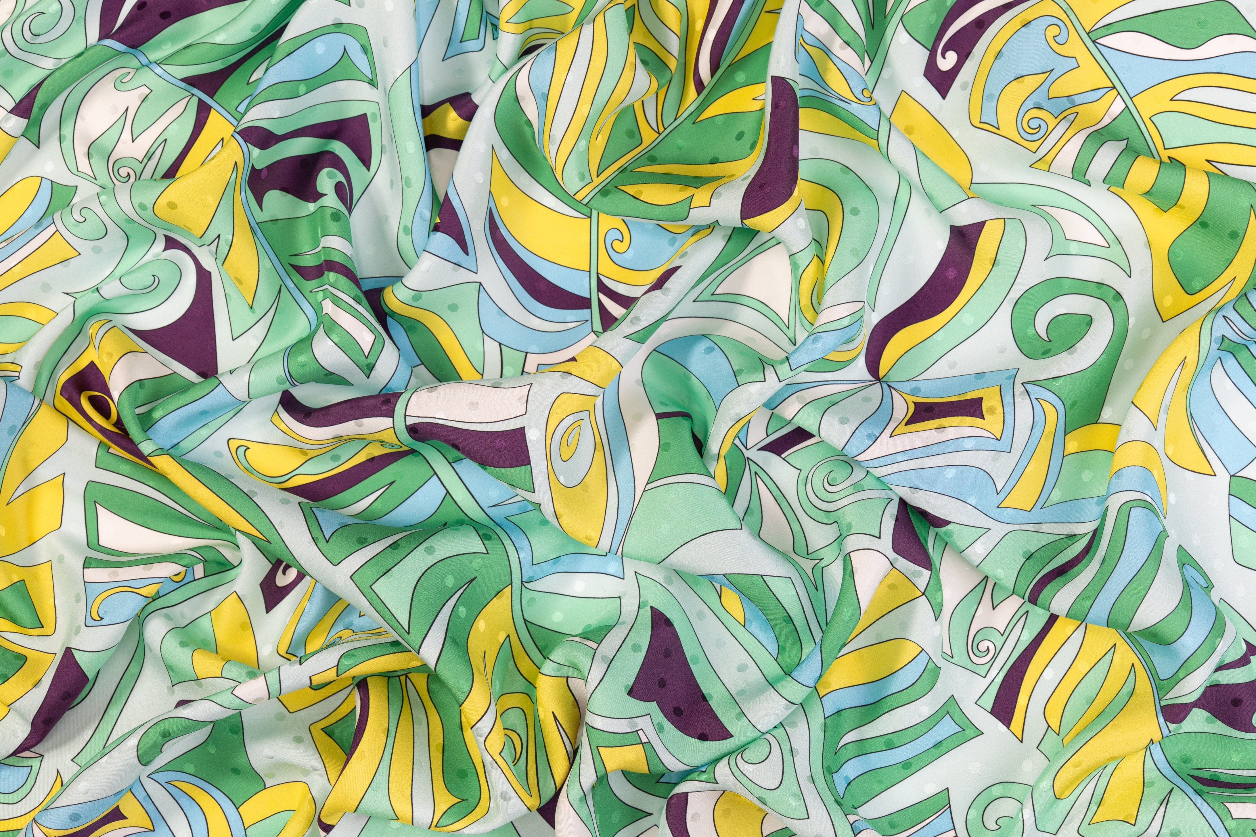 Printed Italian Silk Jacquard - Green