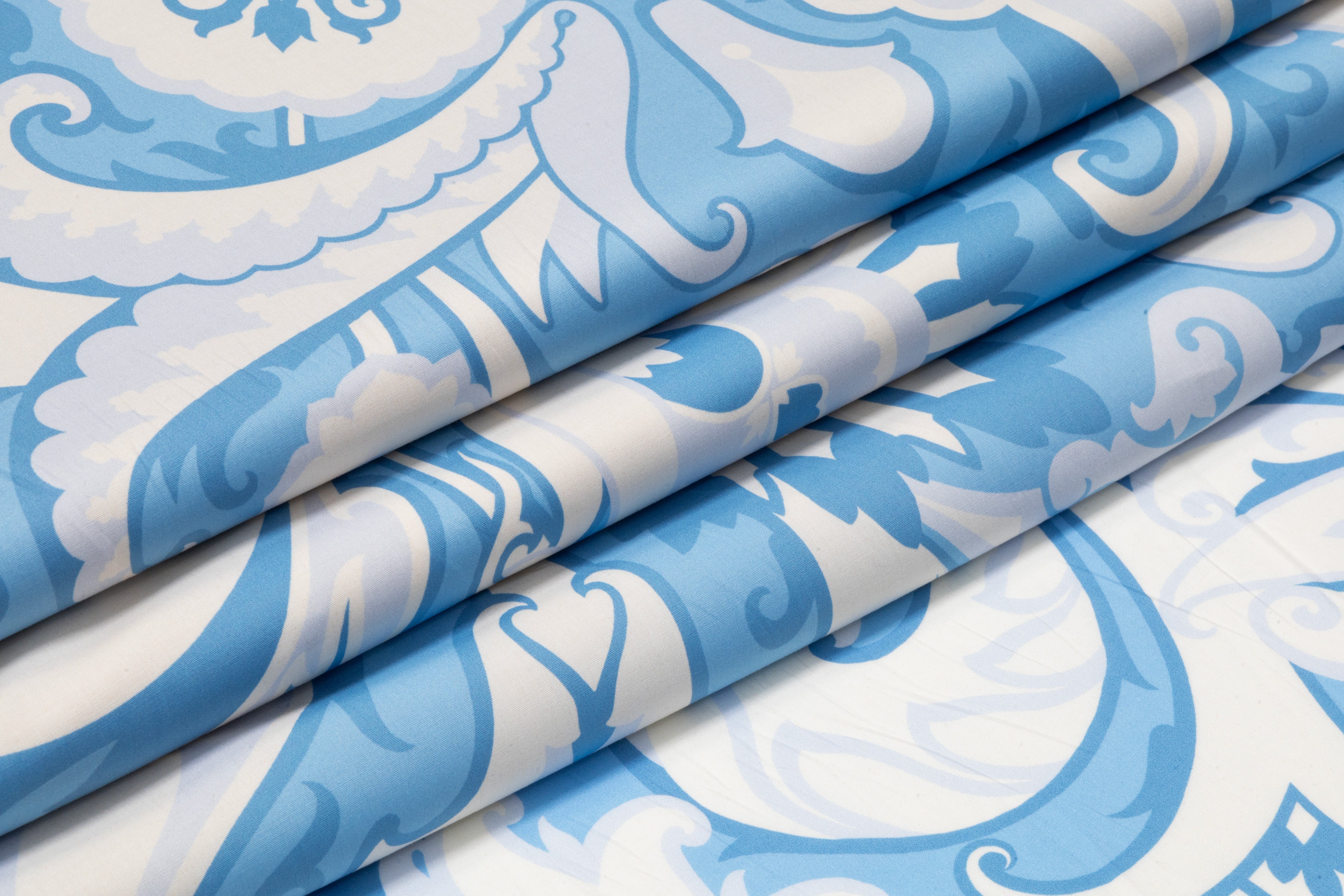 Paisley Floral Italian Cotton - Blue / White