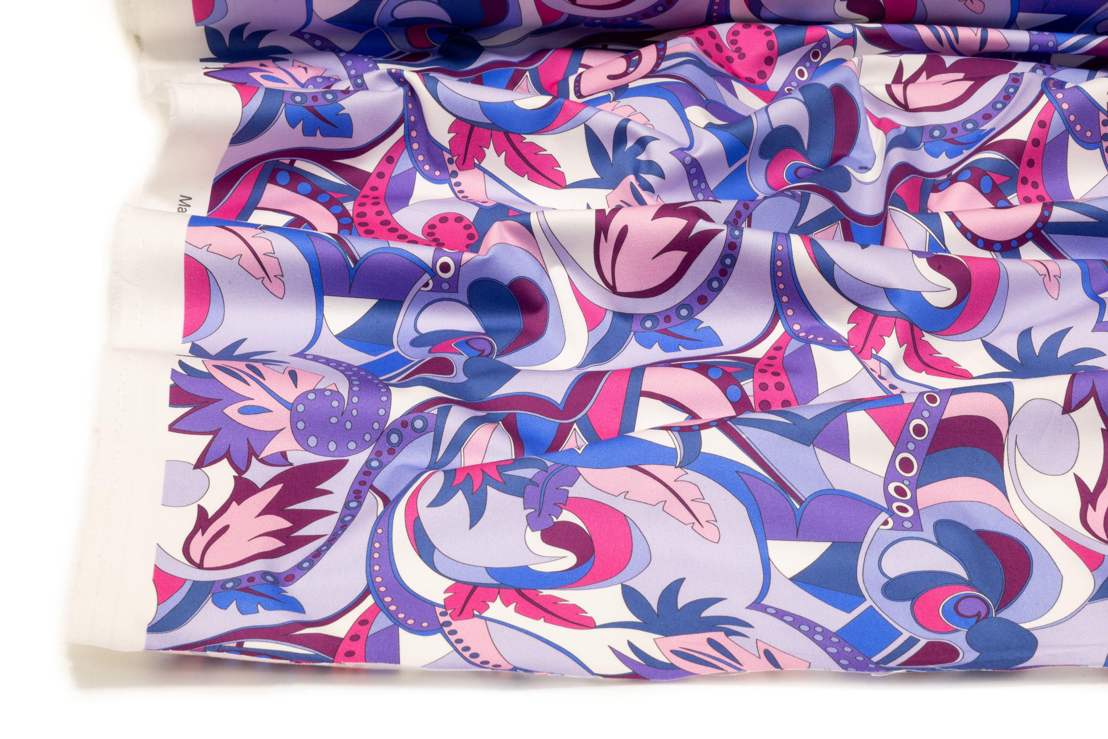 Abstract Paisley Floral Italian Cotton Sateen - Blue / Magenta / Lavender