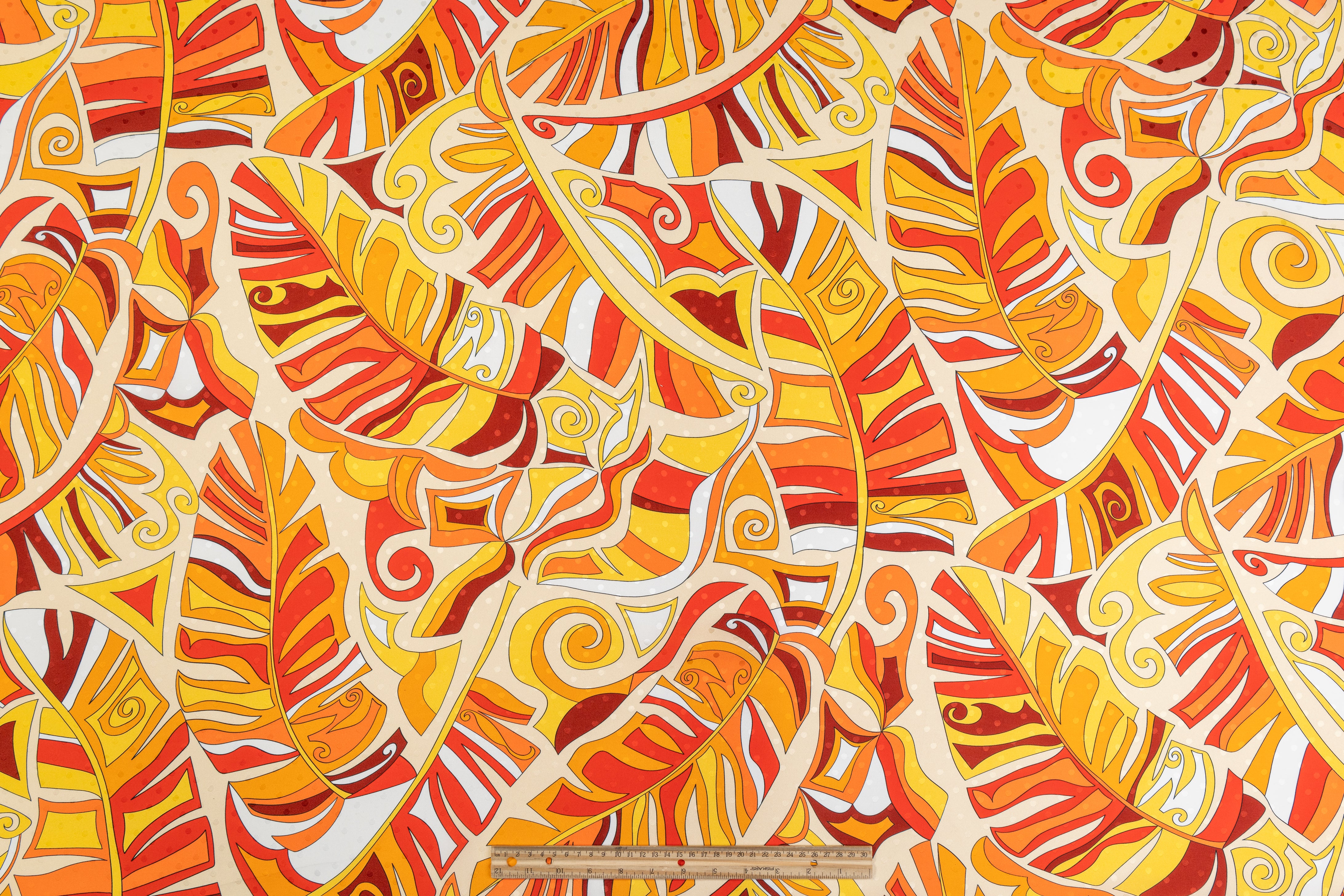 Printed Italian Silk Jacquard - Orange / Yellow