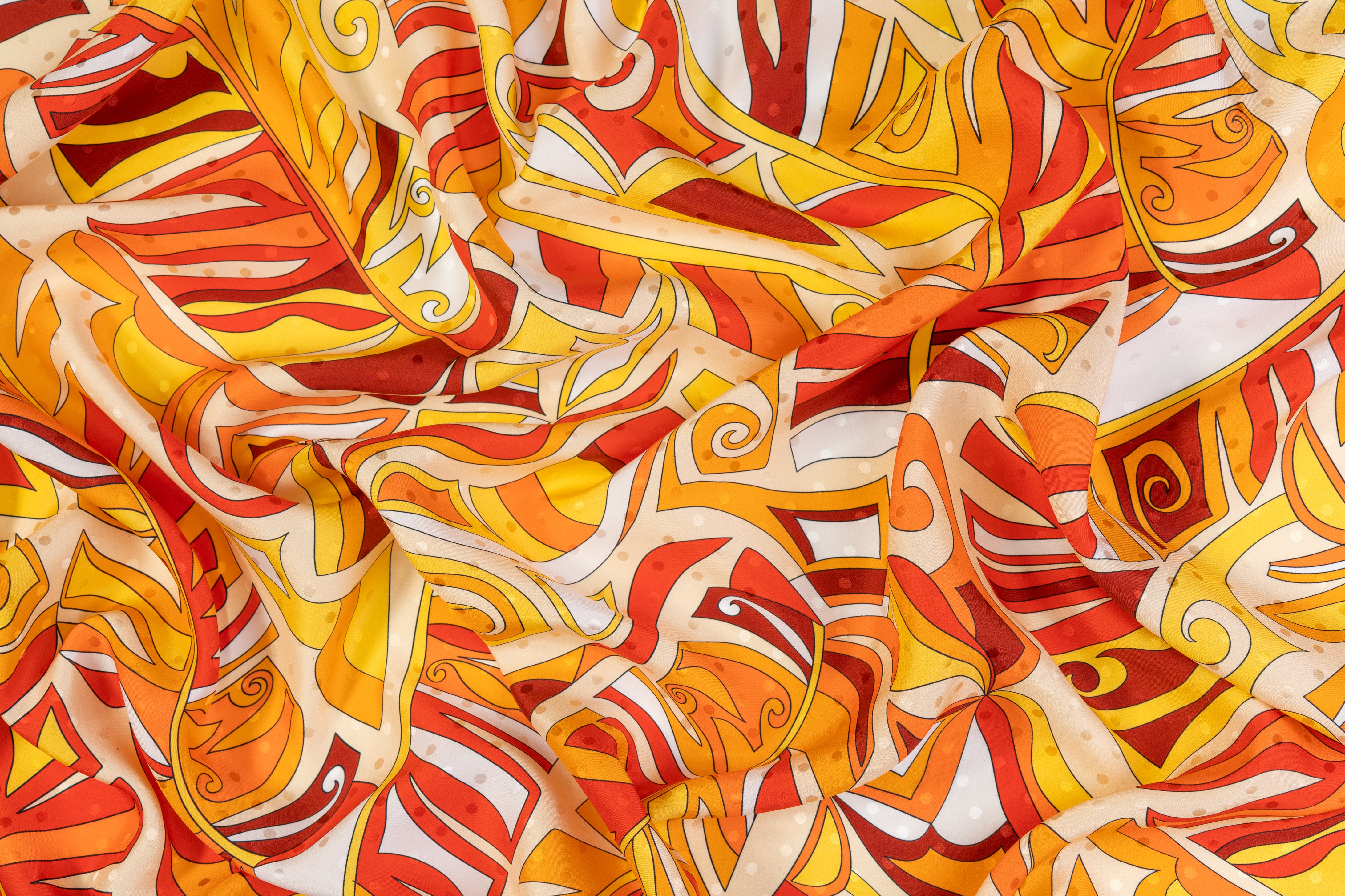 Printed Italian Silk Jacquard - Orange / Yellow