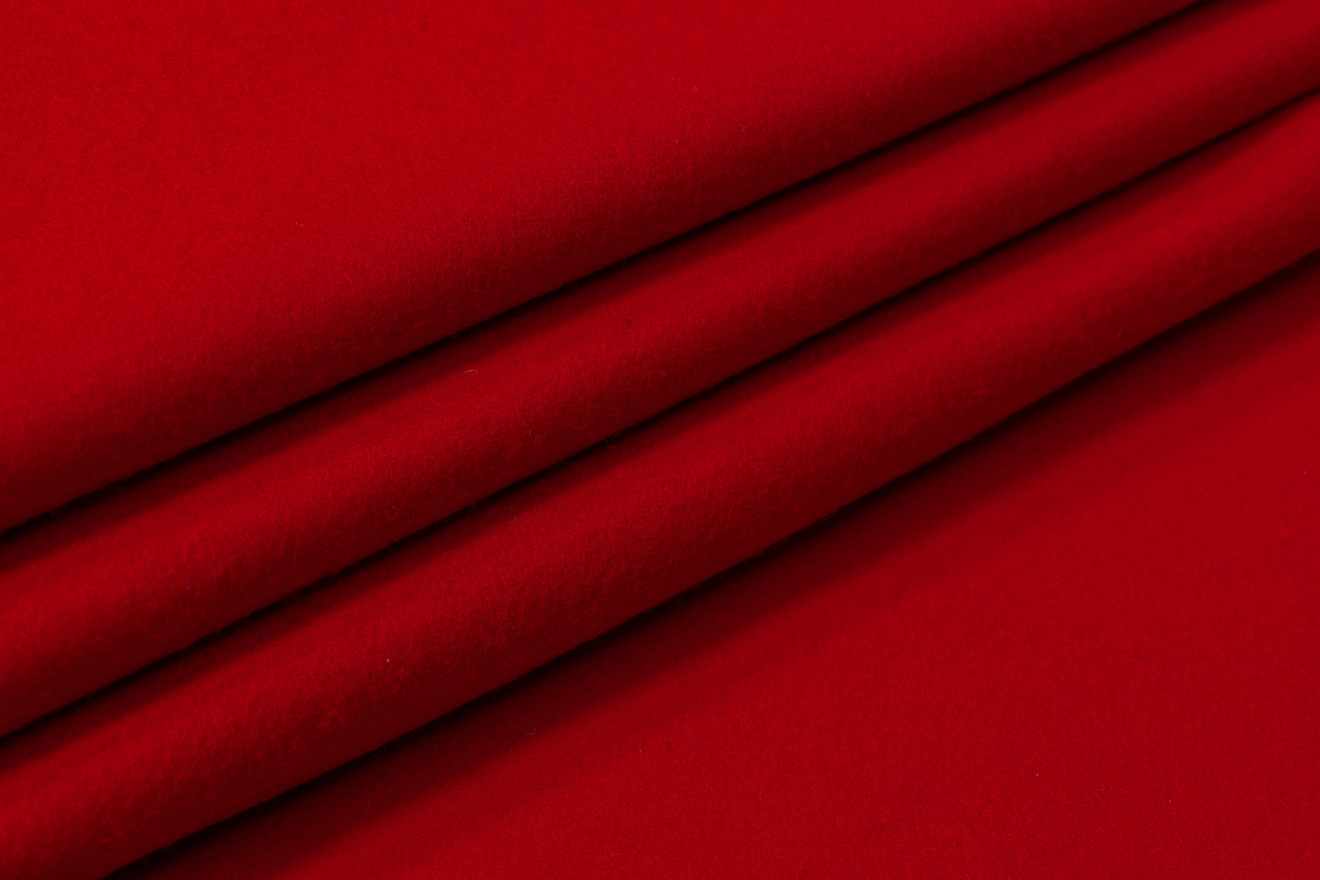 Double Faced Italian Wool Nylon Melton - Red