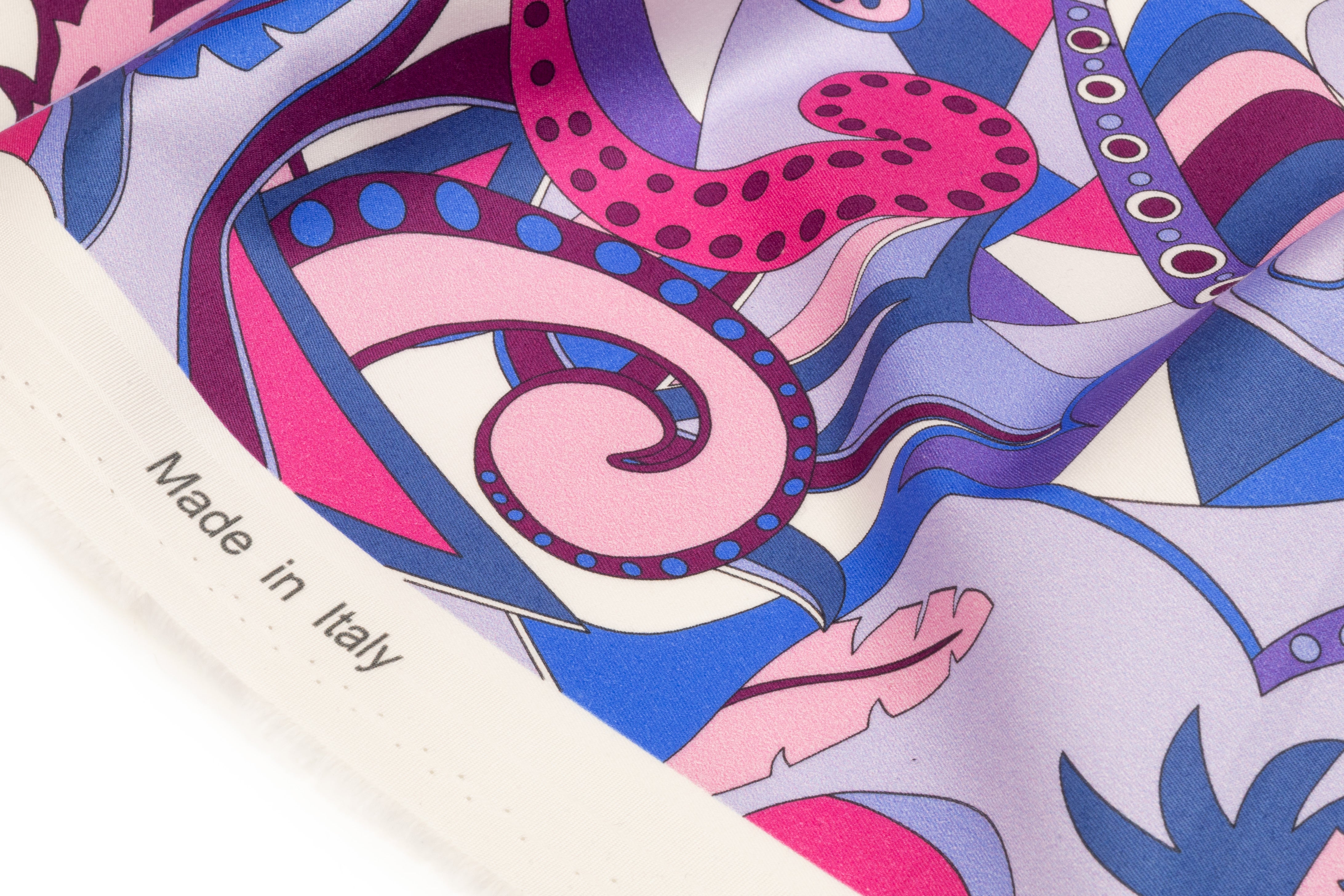 Abstract Paisley Floral Italian Cotton Sateen - Blue / Magenta / Lavender