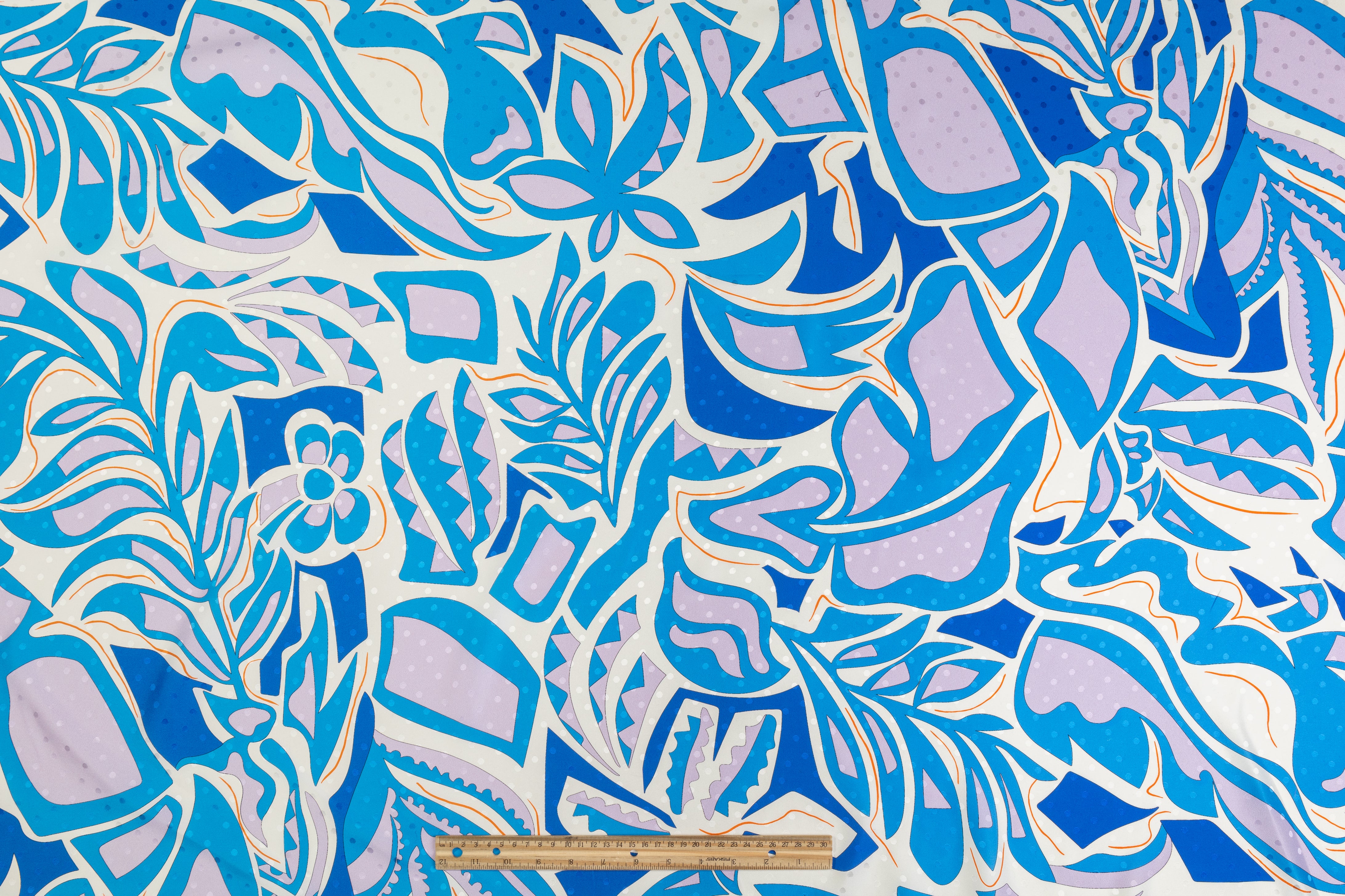 Printed Italian Silk Jacquard - Blue