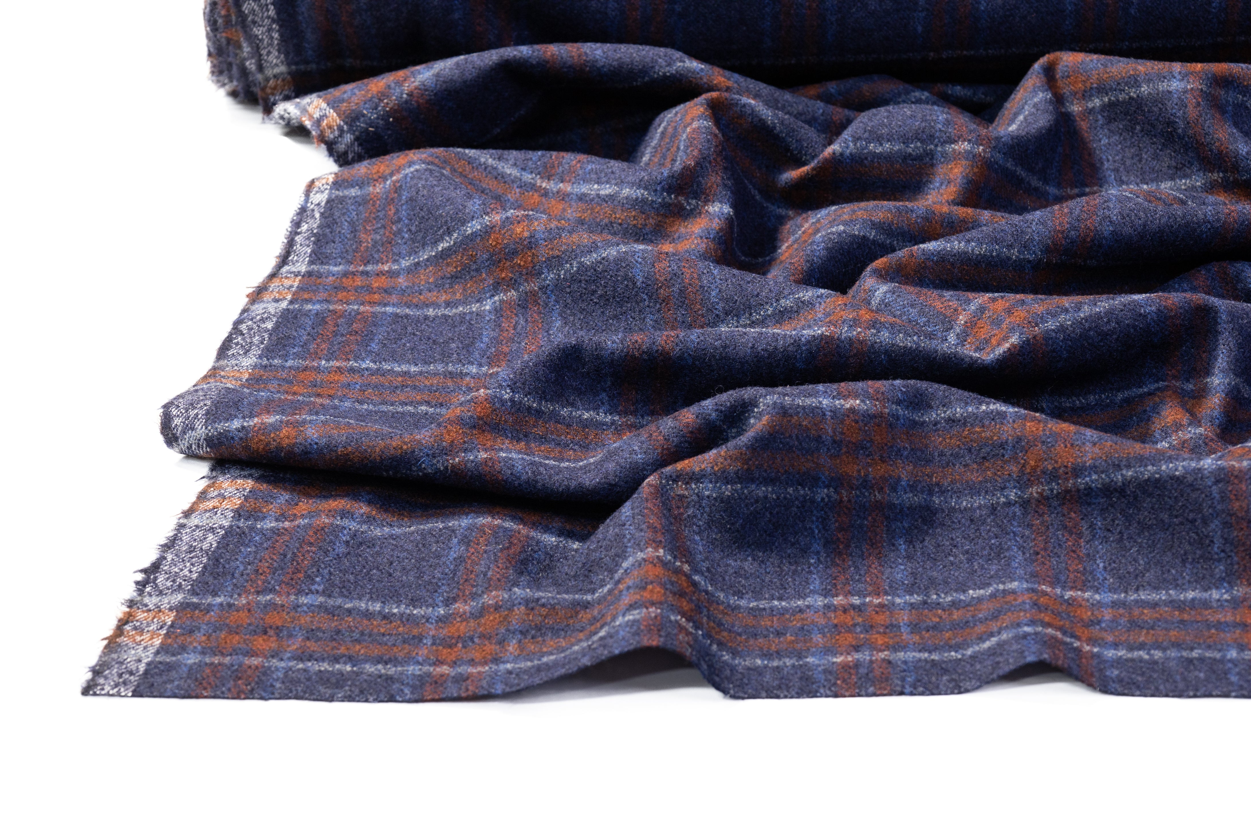 Plaid Italian Wool - Blue / Rust