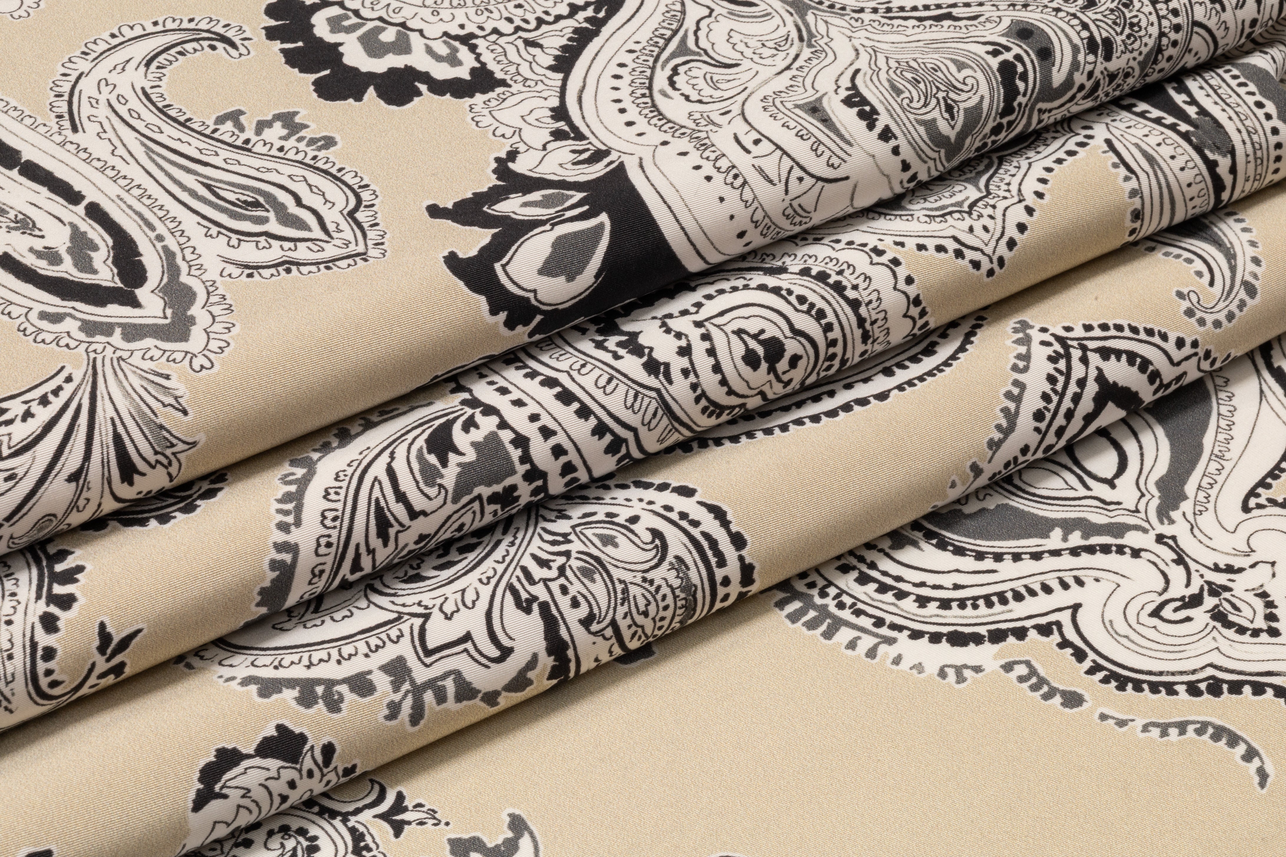 Paisley Italian Silk Faille - Beige