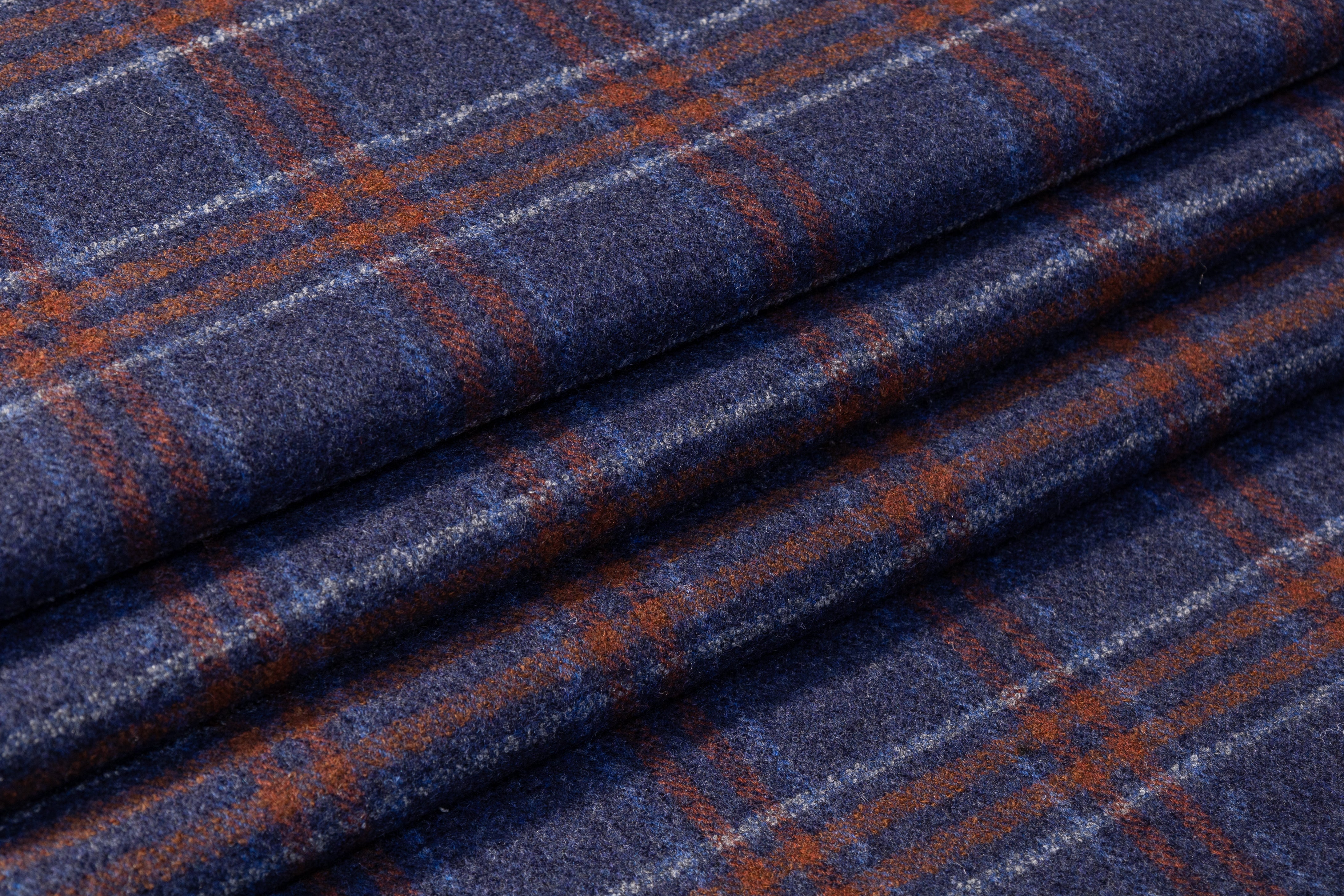 Plaid Italian Wool - Blue / Rust