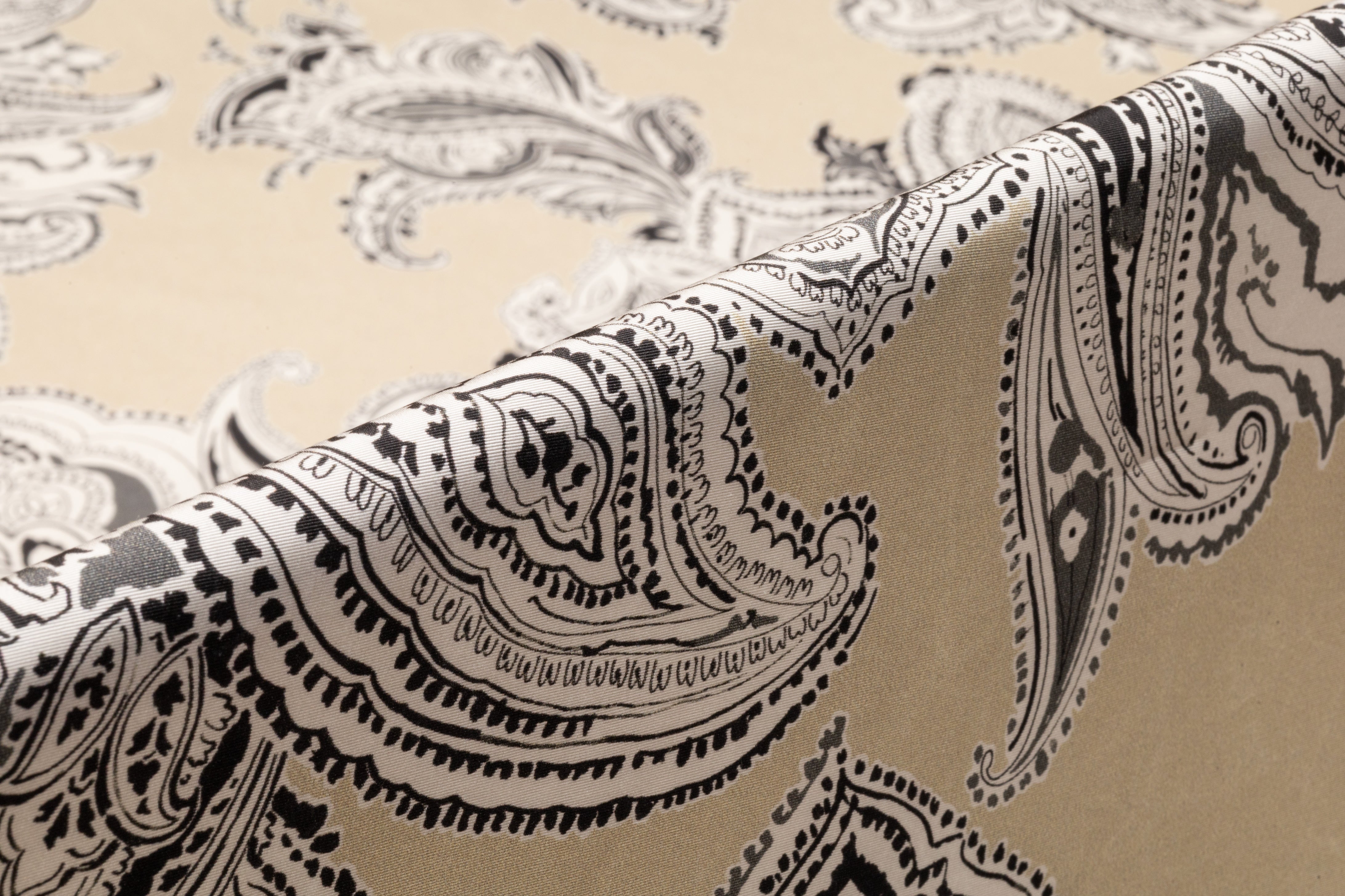 Paisley Italian Silk Faille - Beige