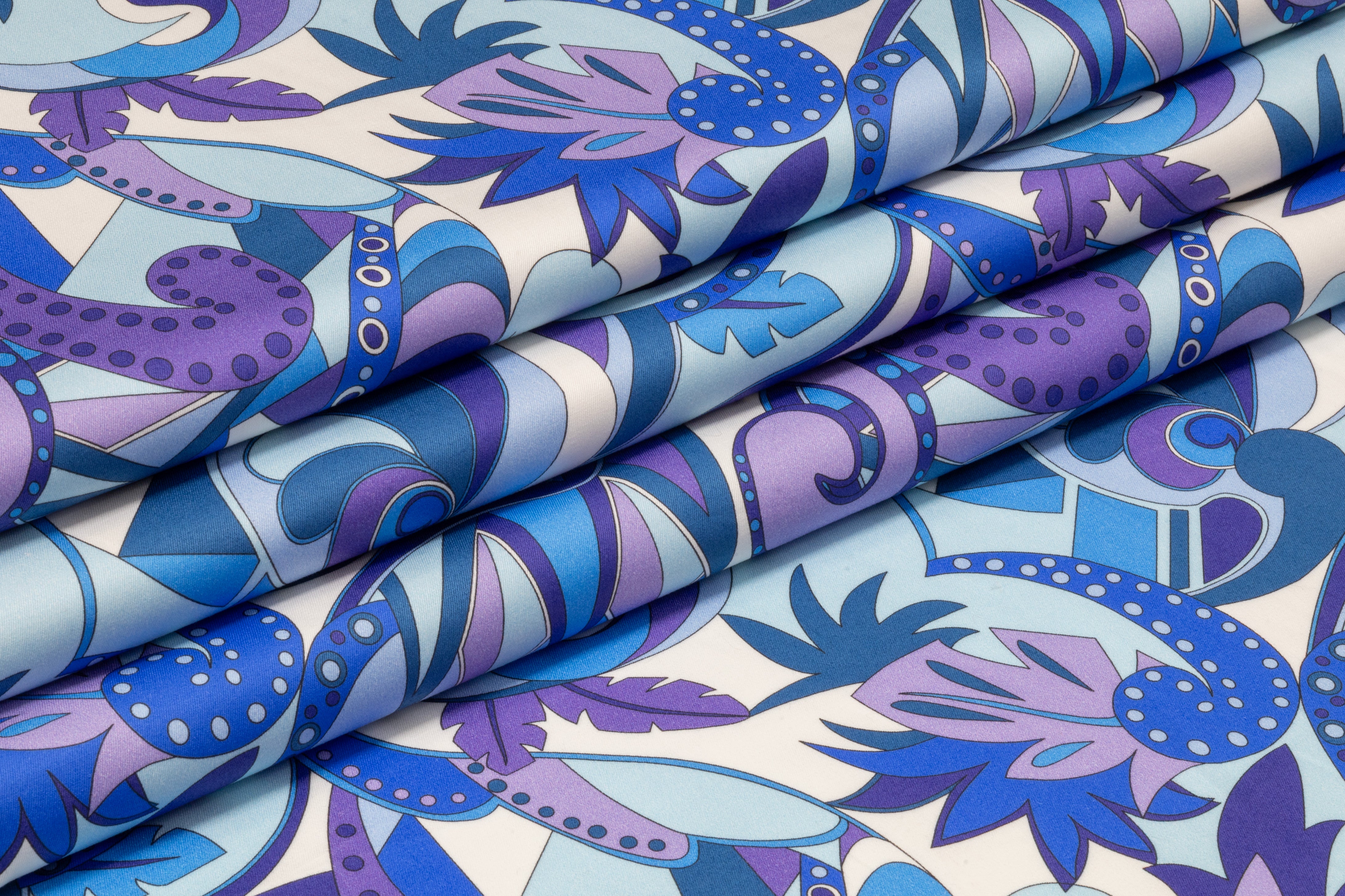 Abstract Paisley Floral Italian Cotton Sateen - Blue / Purple