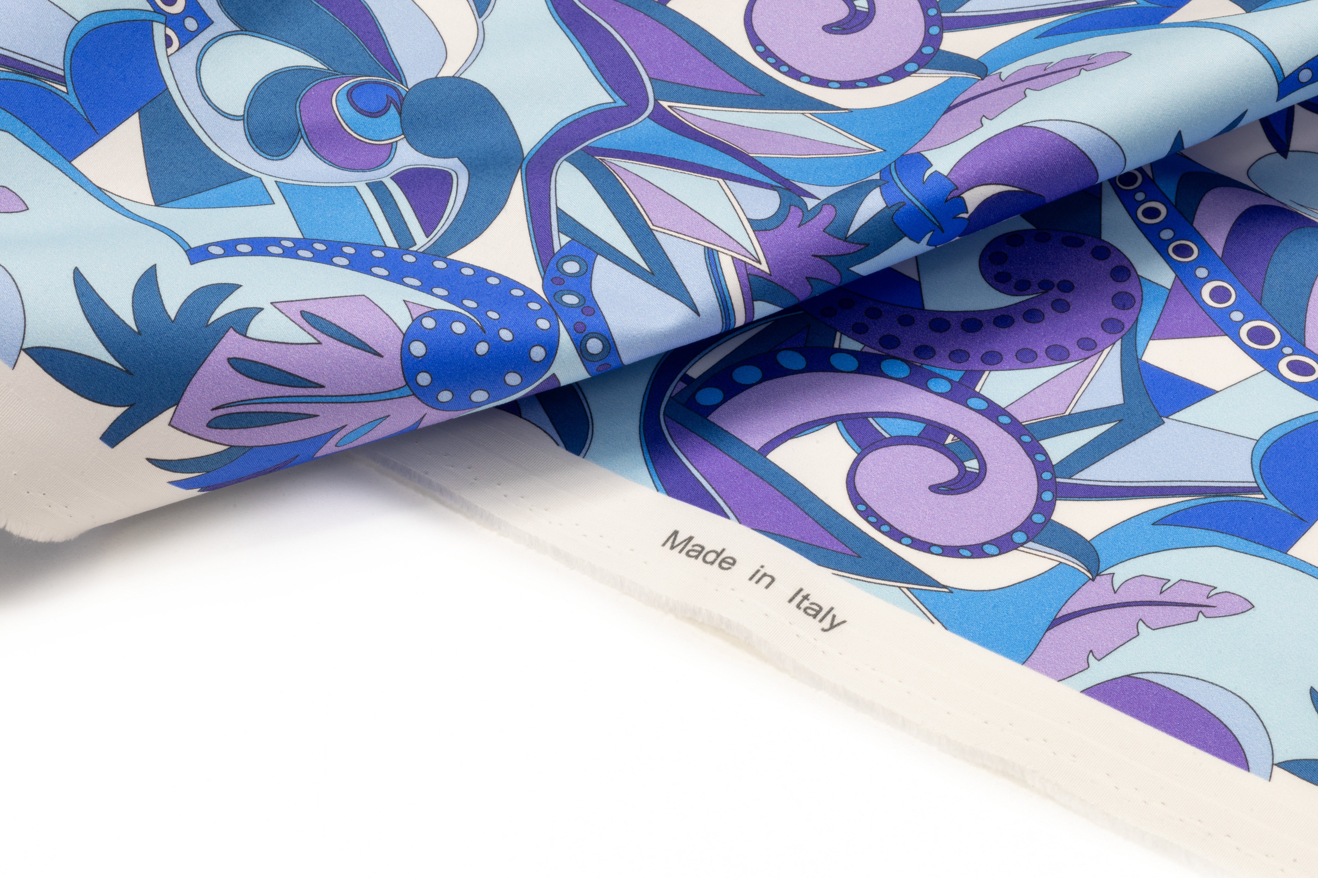 Abstract Paisley Floral Italian Cotton Sateen - Blue / Purple