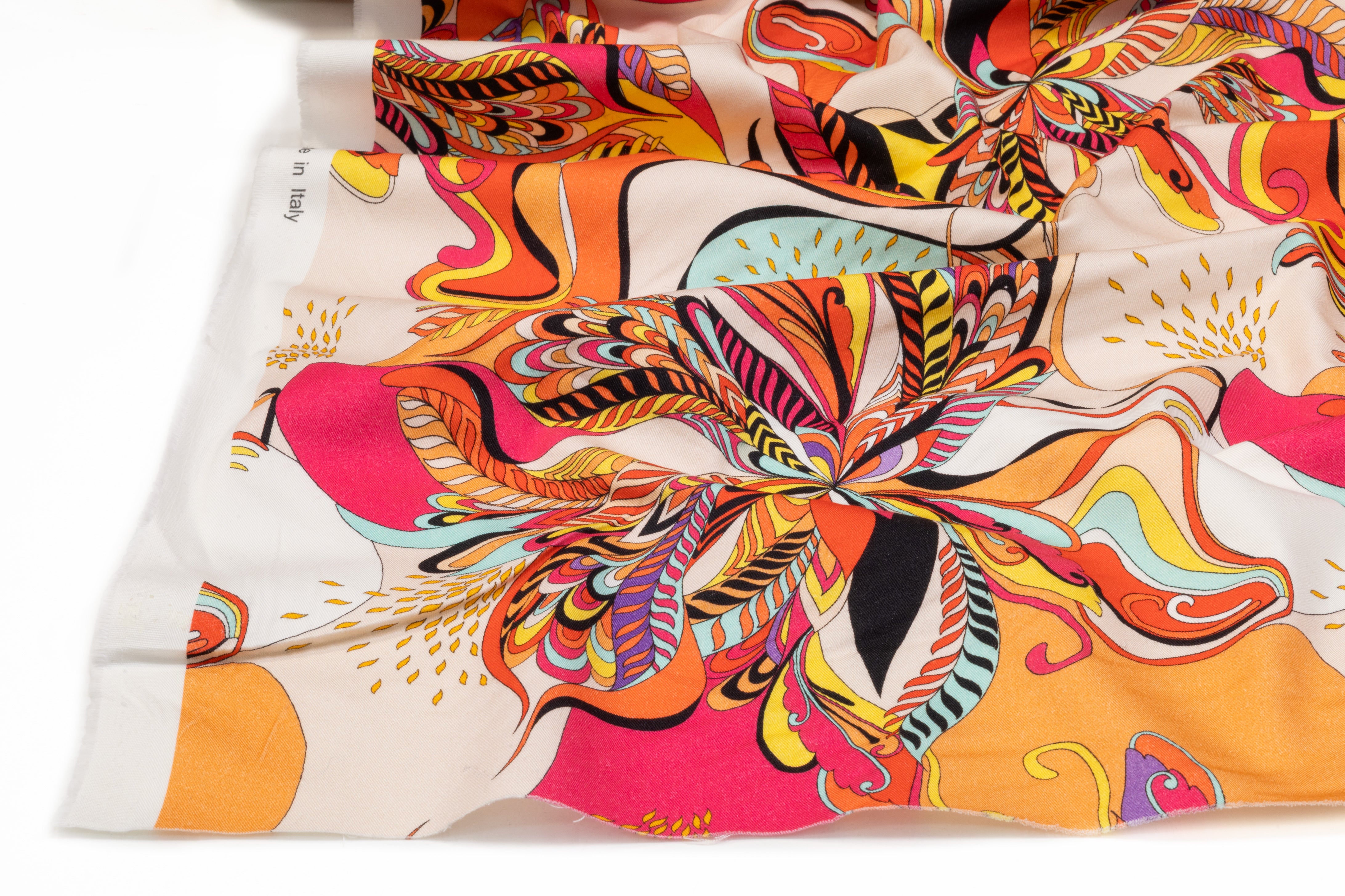 Abstract Floral Italian Cotton Twill - Coral / Pink