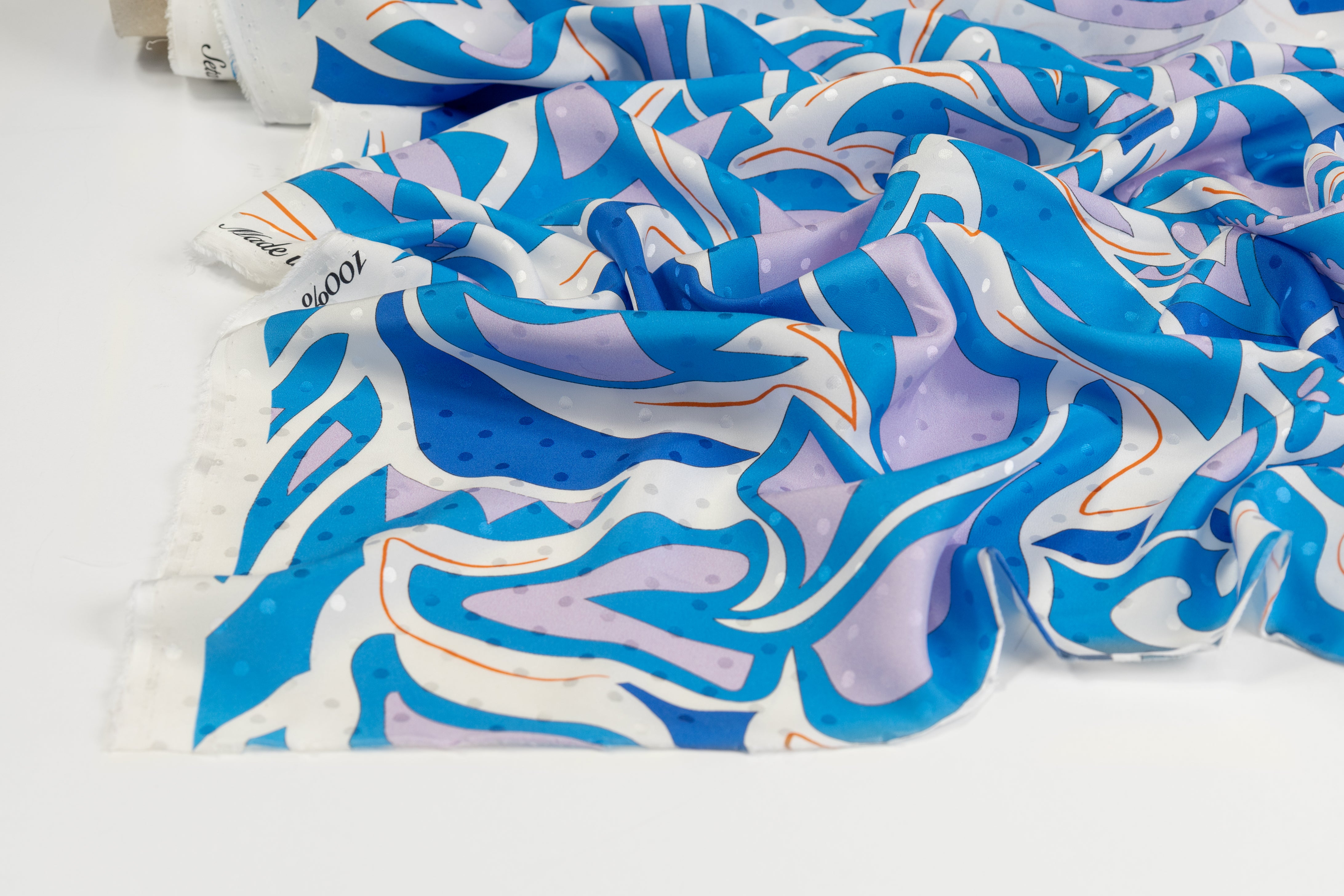 Printed Italian Silk Jacquard - Blue