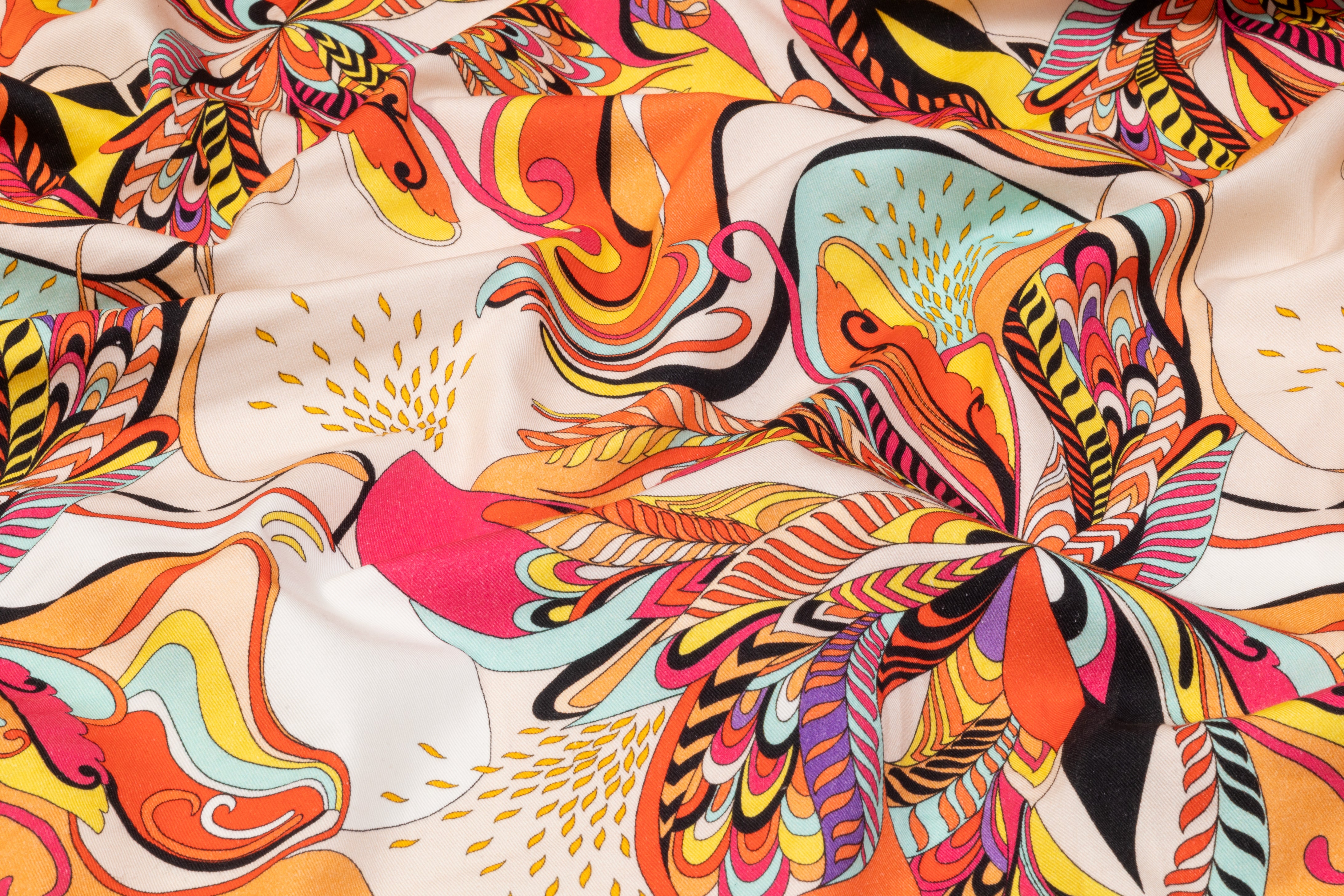 Abstract Floral Italian Cotton Twill - Coral / Pink