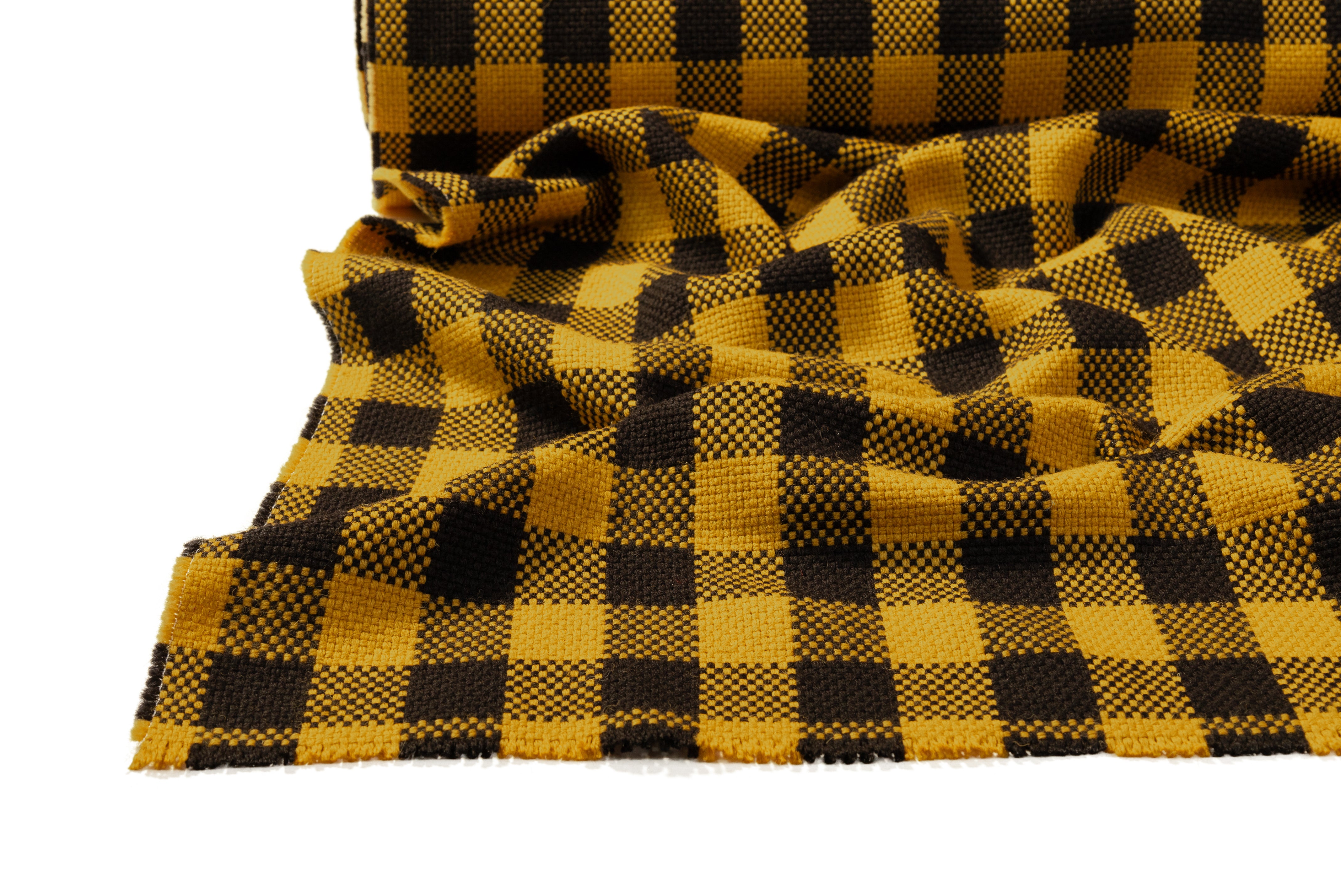 Checked Italian Wool Coating - Black / Yellow