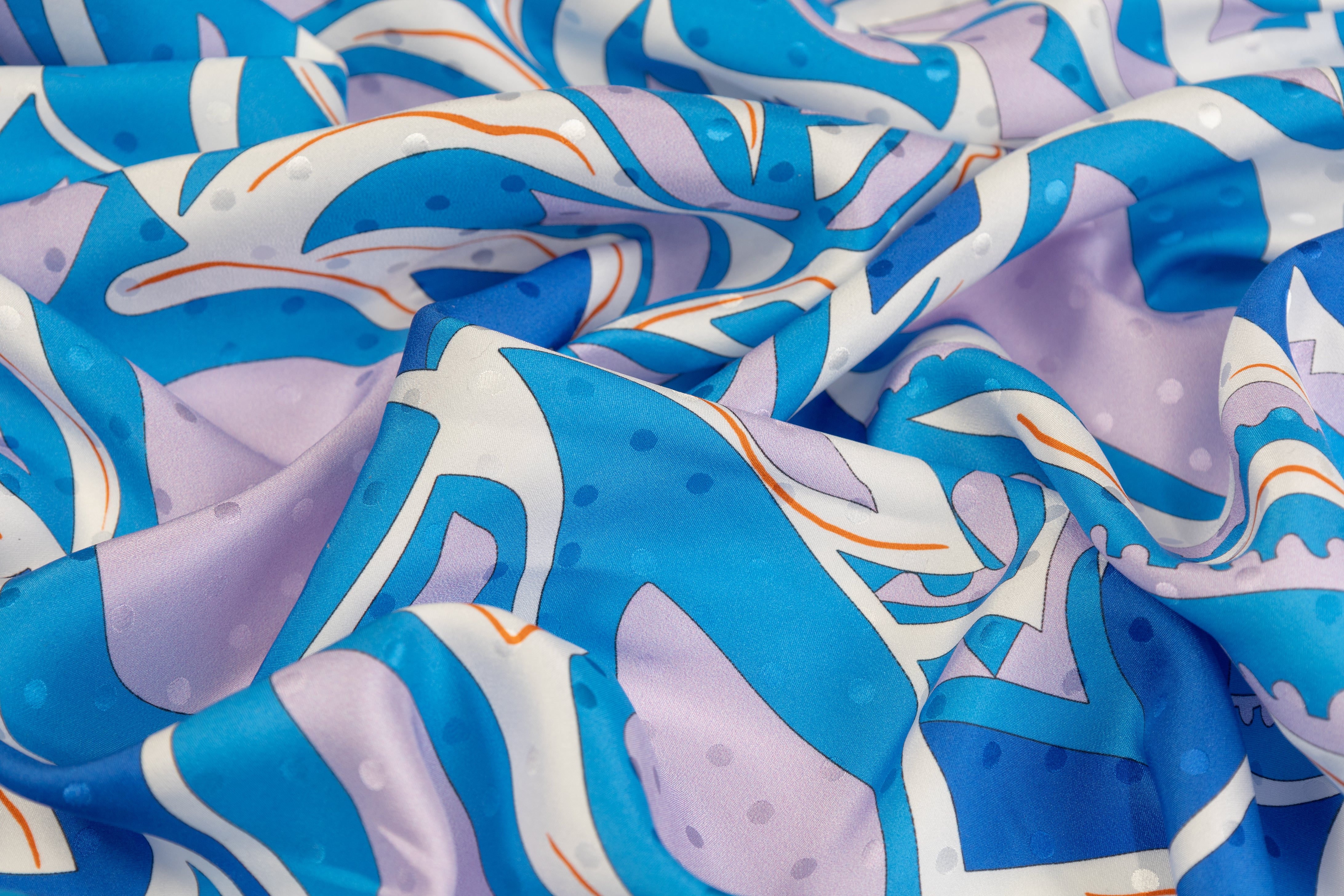 Printed Italian Silk Jacquard - Blue