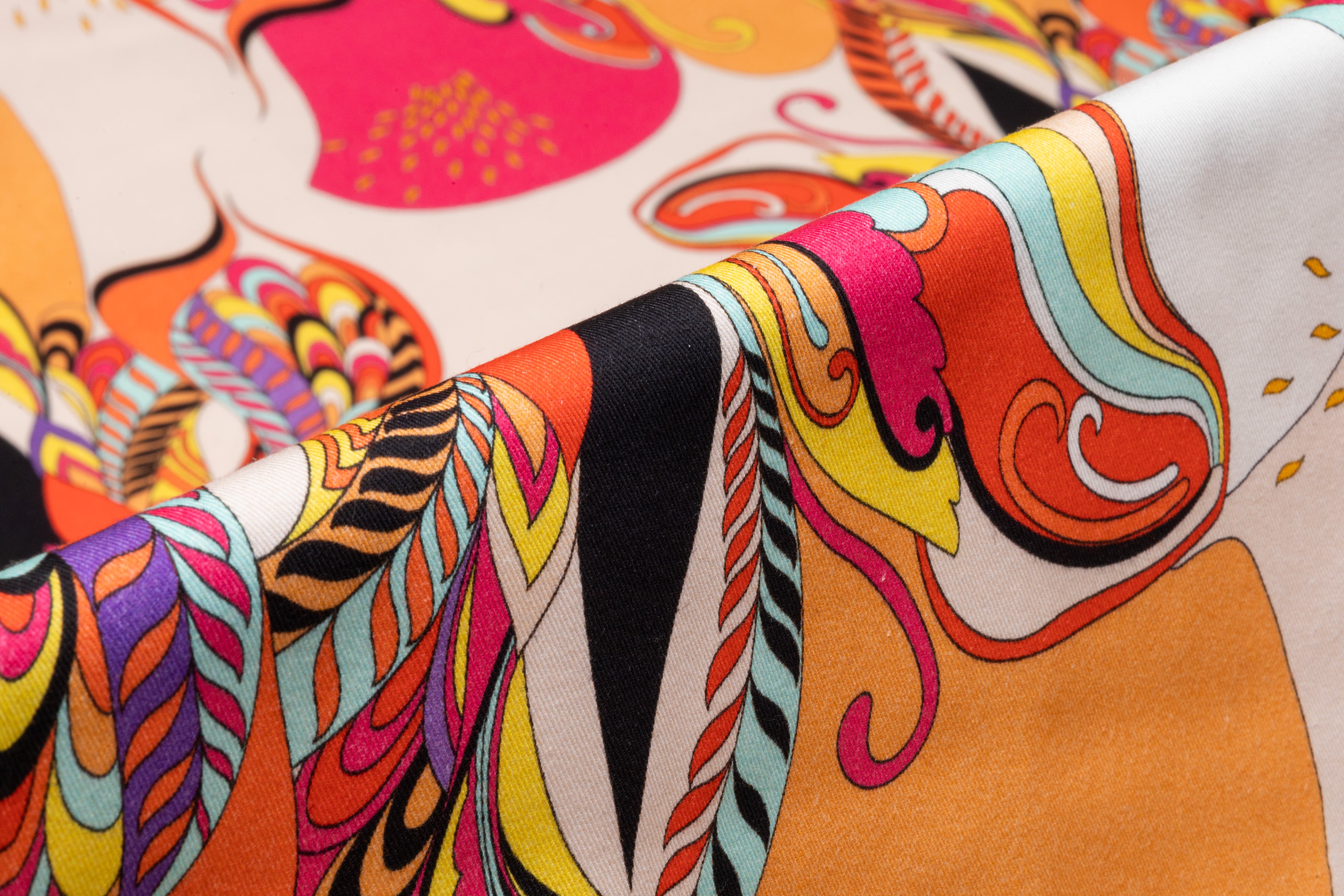 Abstract Floral Italian Cotton Twill - Coral / Pink