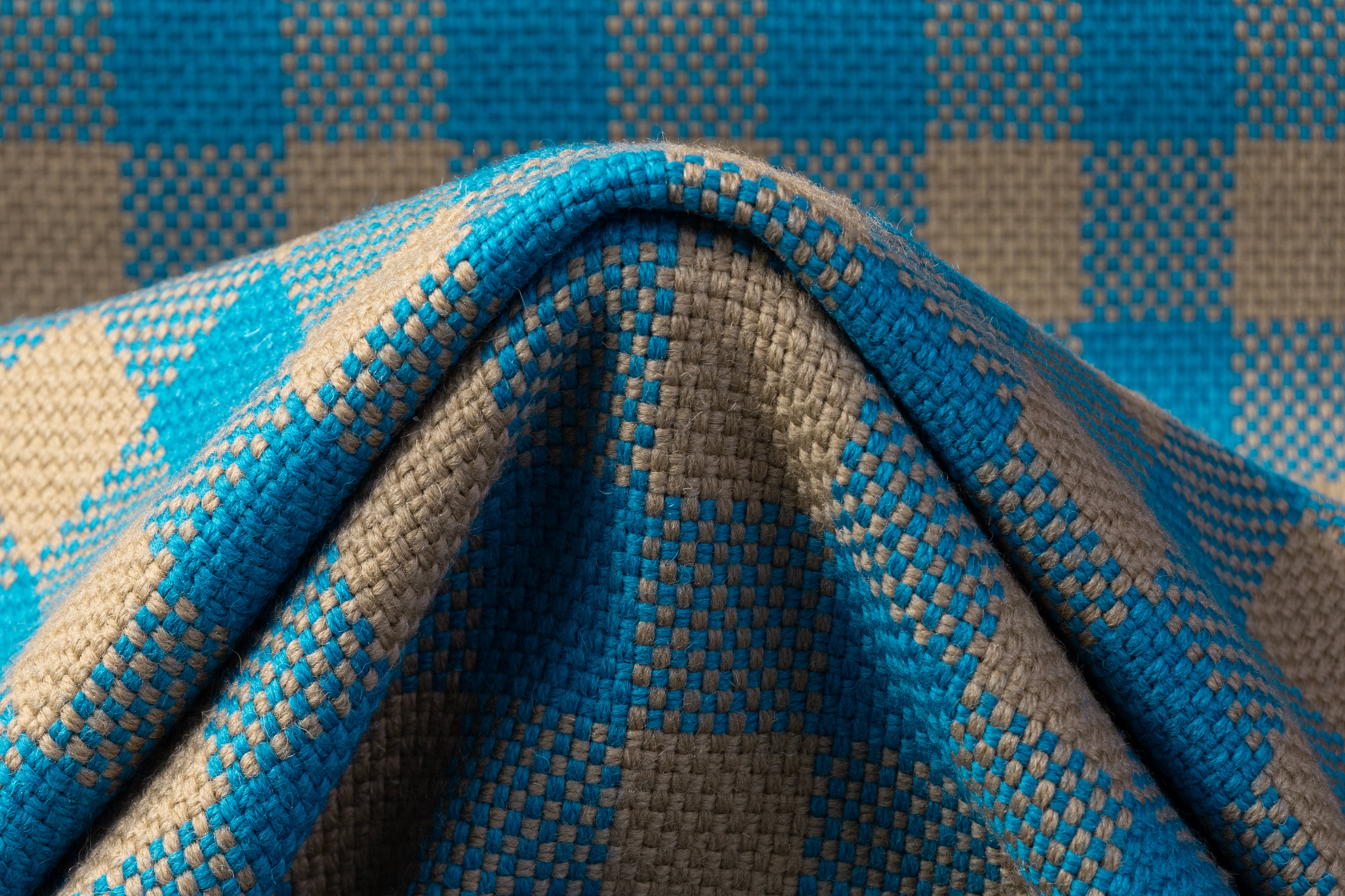 Checked Italian Wool Coating - Blue / Beige