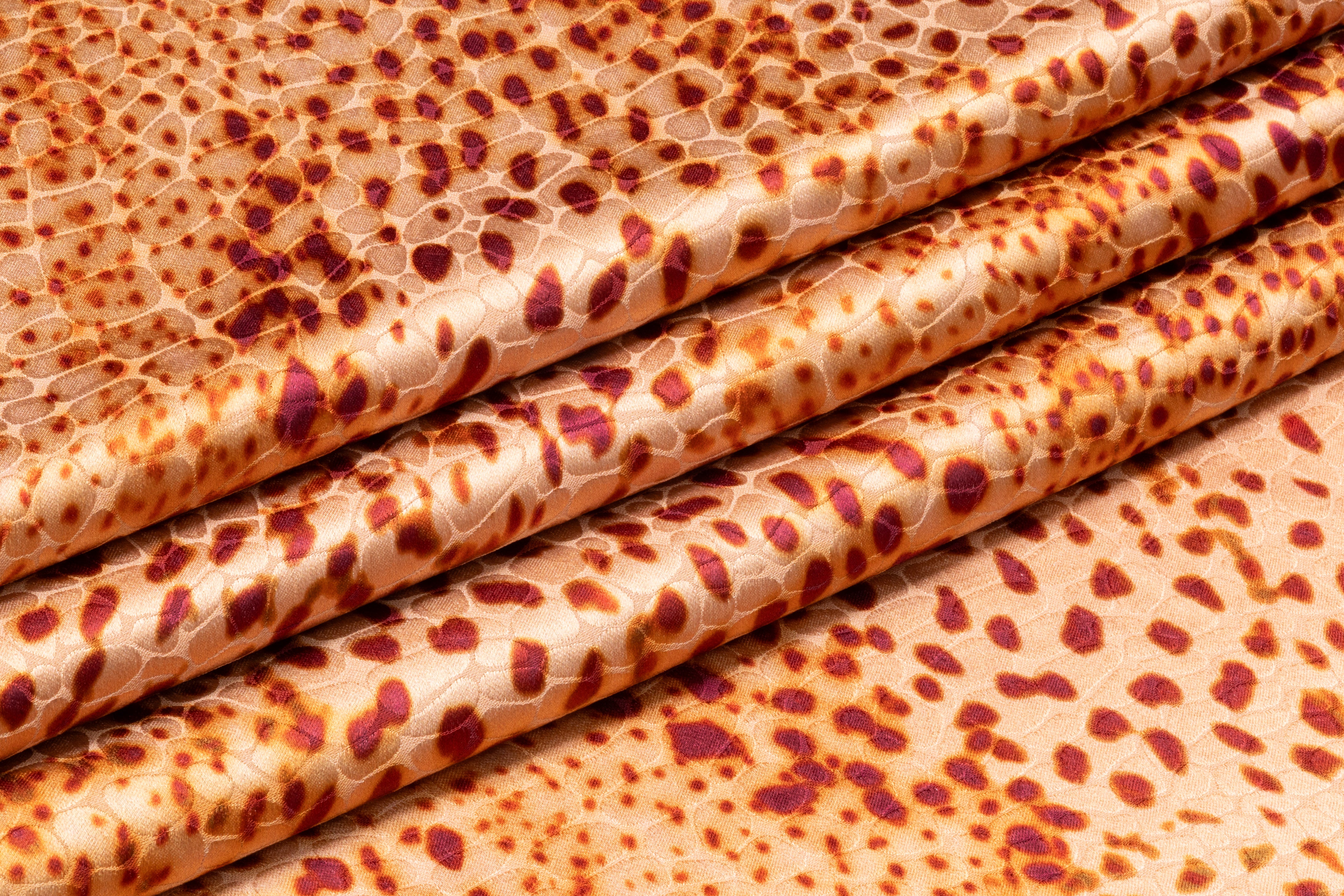 Reptilian Printed Italian Viscose Jacquard - Orange