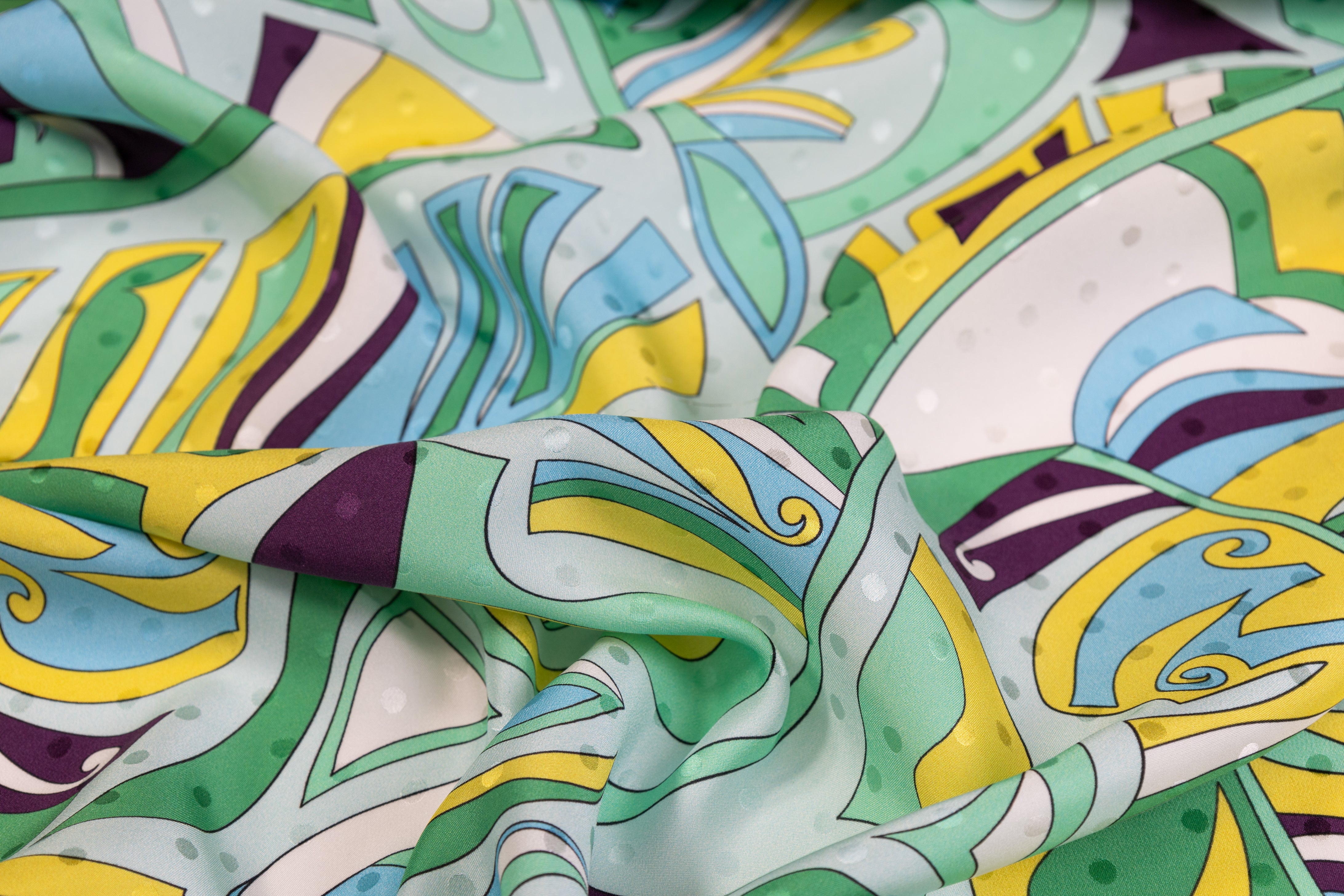 Printed Italian Silk Jacquard - Green