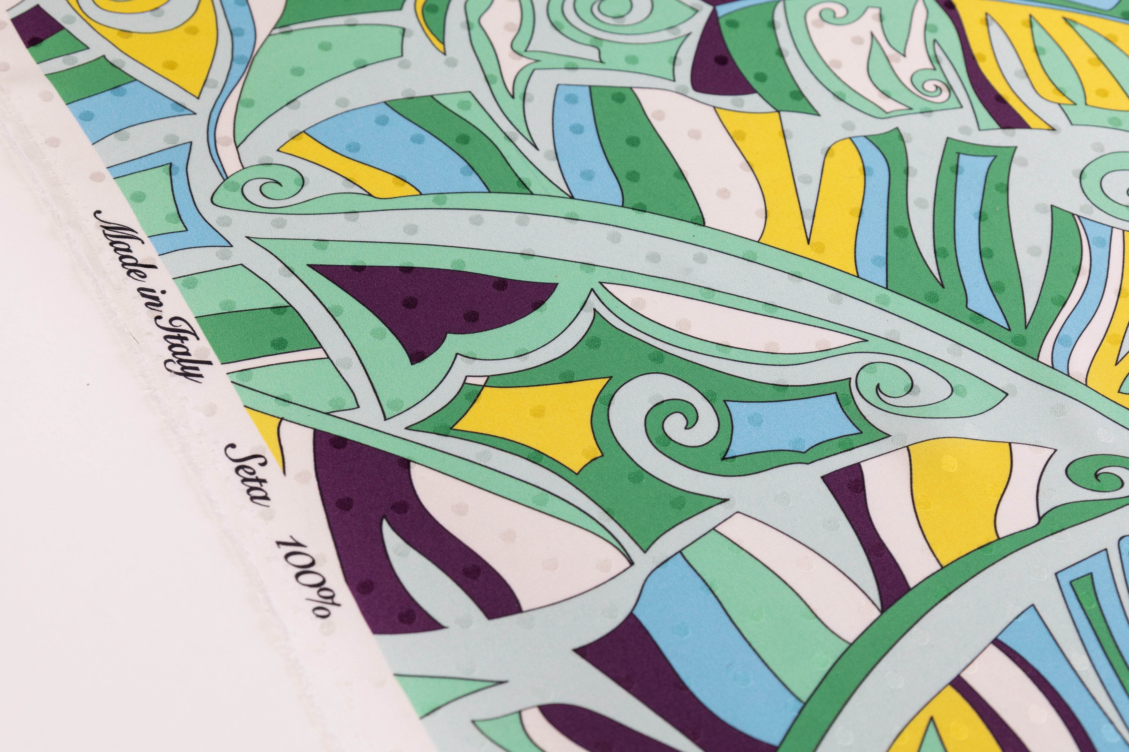 Printed Italian Silk Jacquard - Green