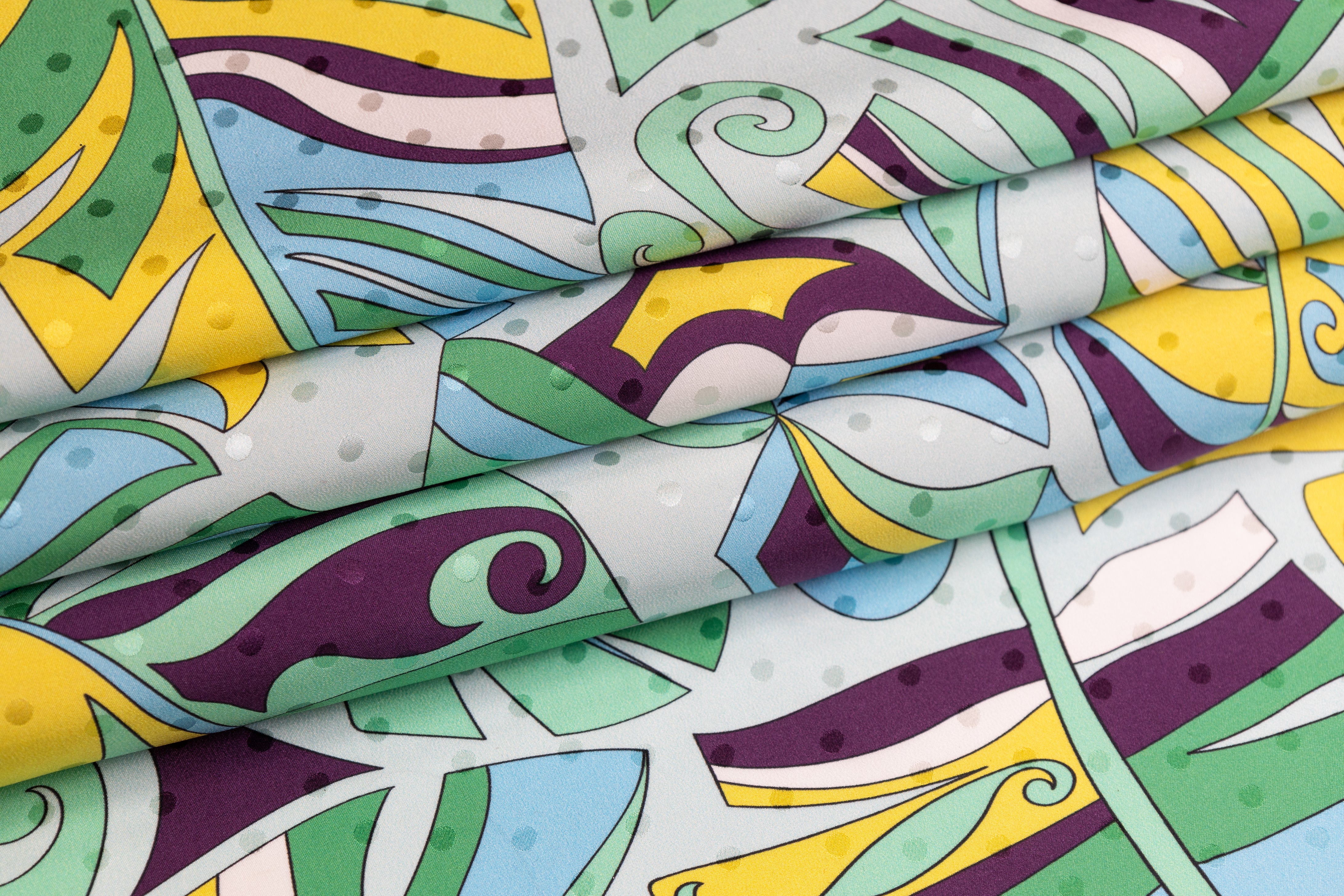 Printed Italian Silk Jacquard - Green