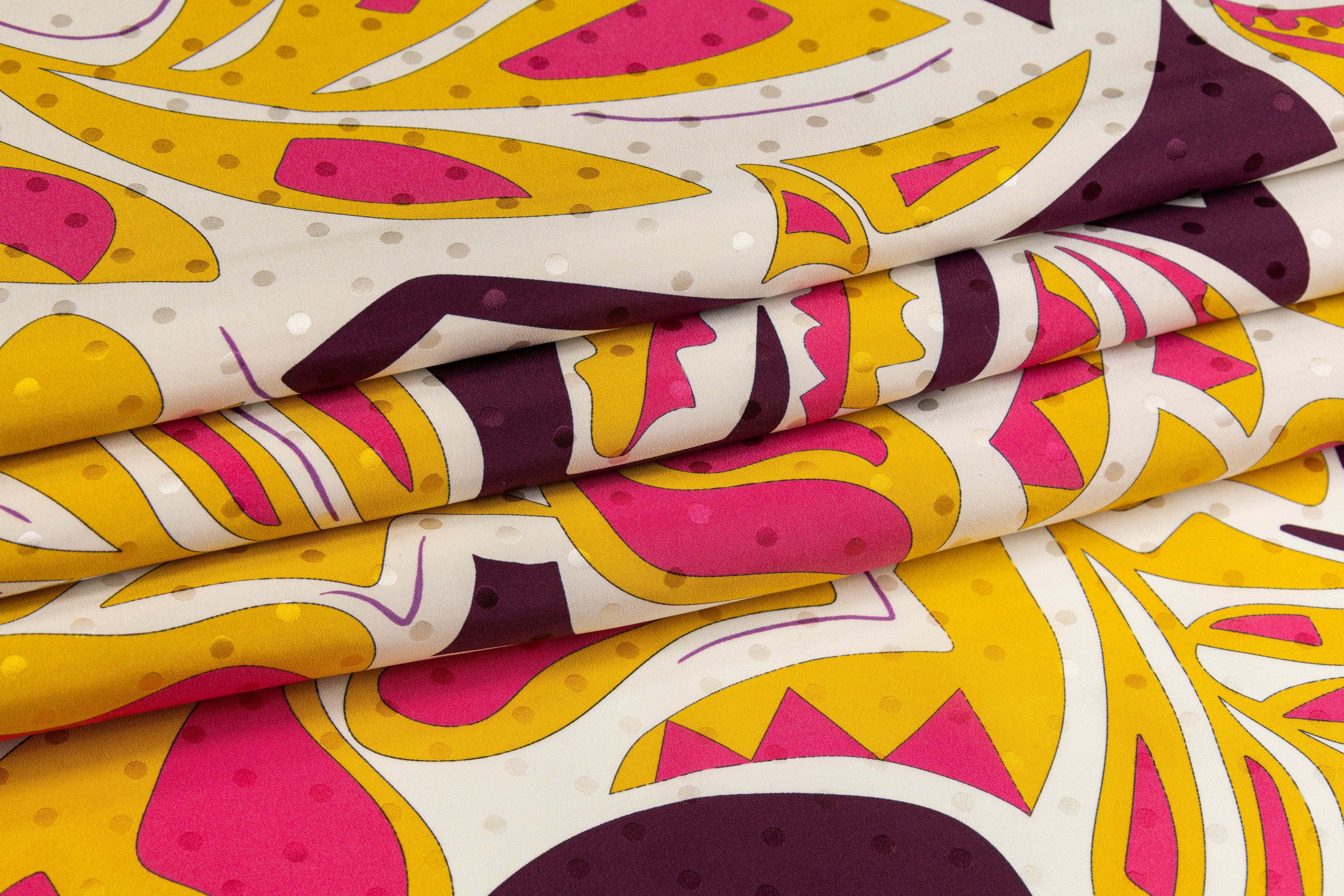 Printed Italian Silk Jacquard - Yellow / Pink