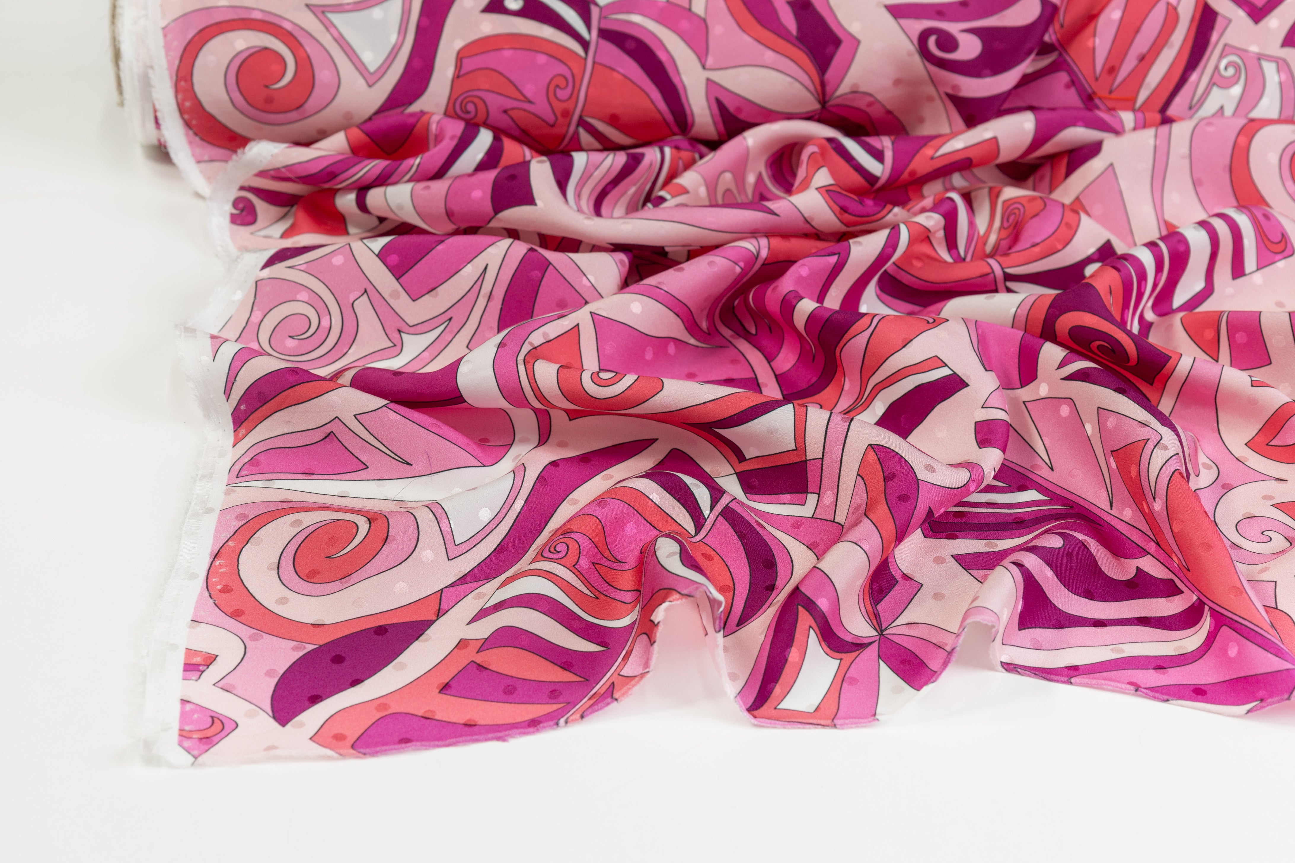 Printed Italian Silk Jacquard - Pink