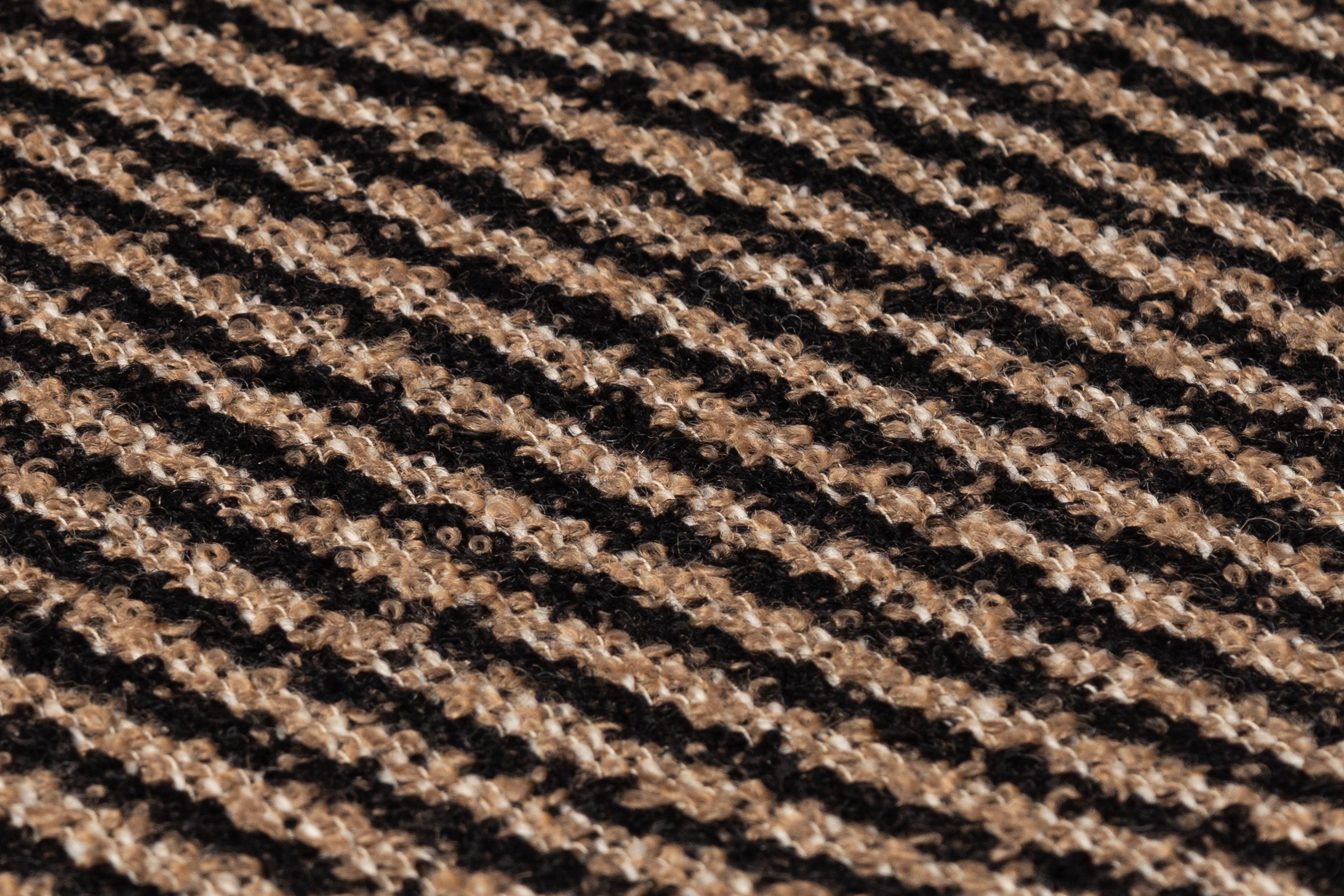 Diagonal Striped Italian Wool Boucle - Black / Beige