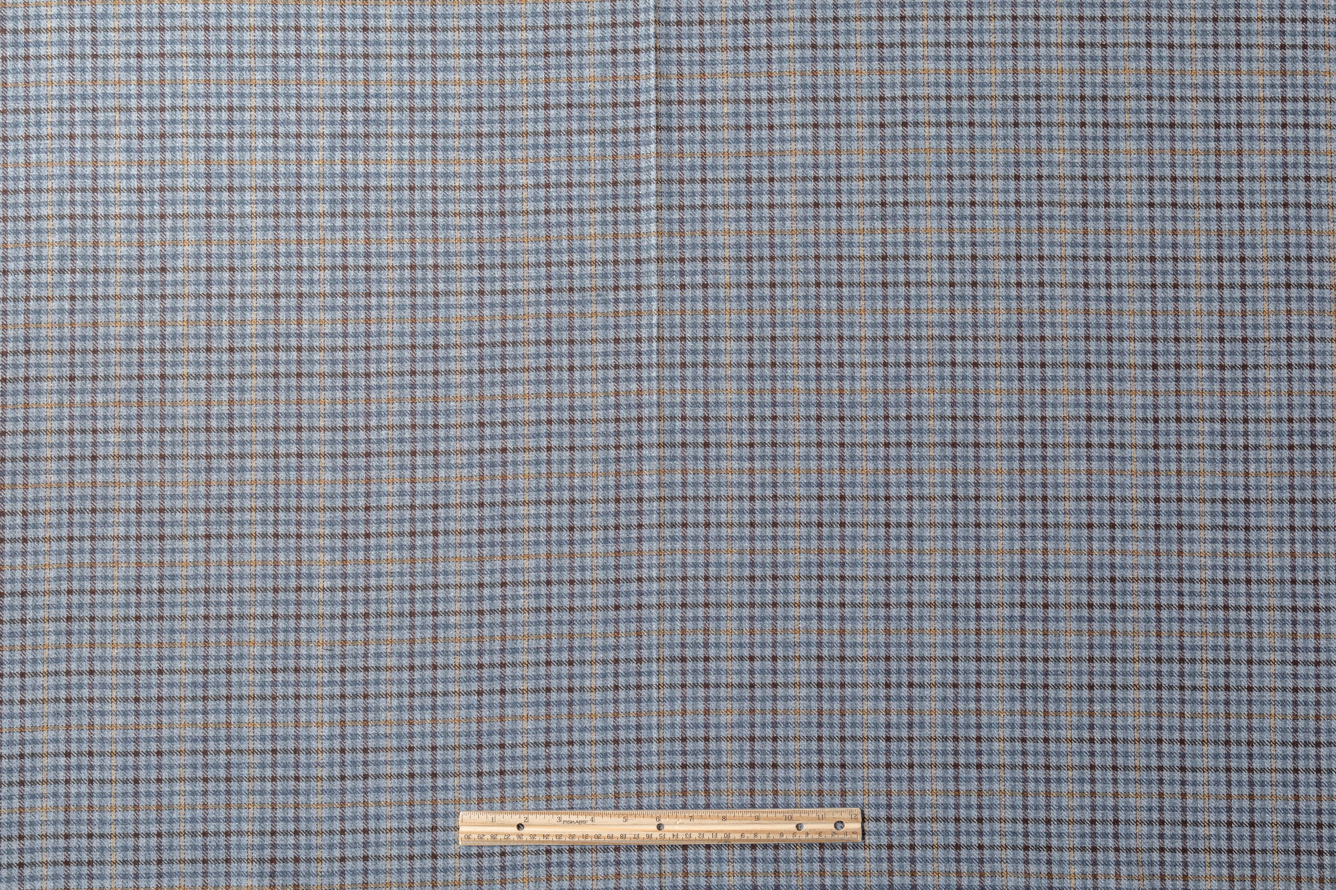 Checked Italian Wool Suiting - Blue / Tan