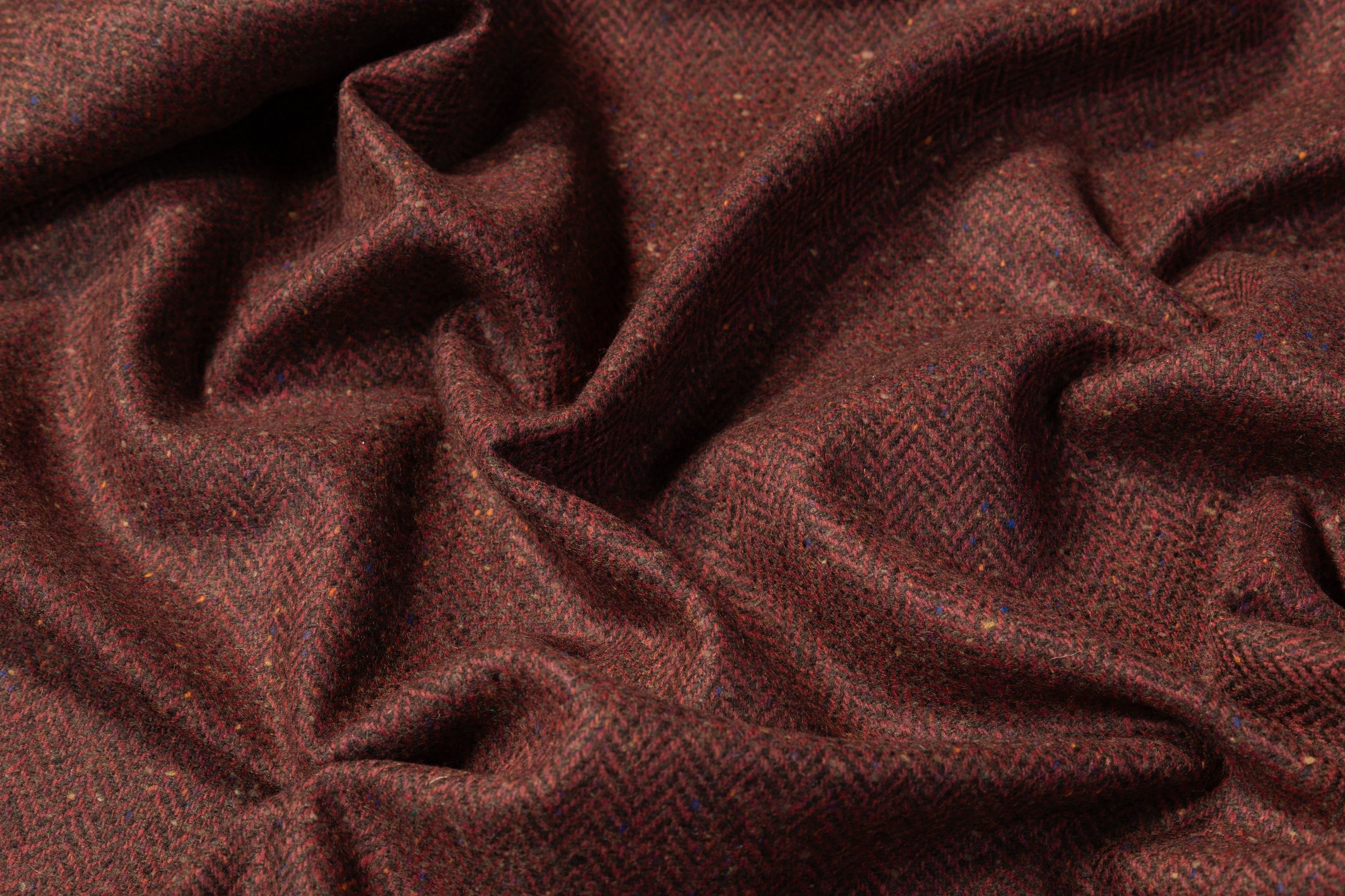 Herringbone Italian Wool Suiting - Brick