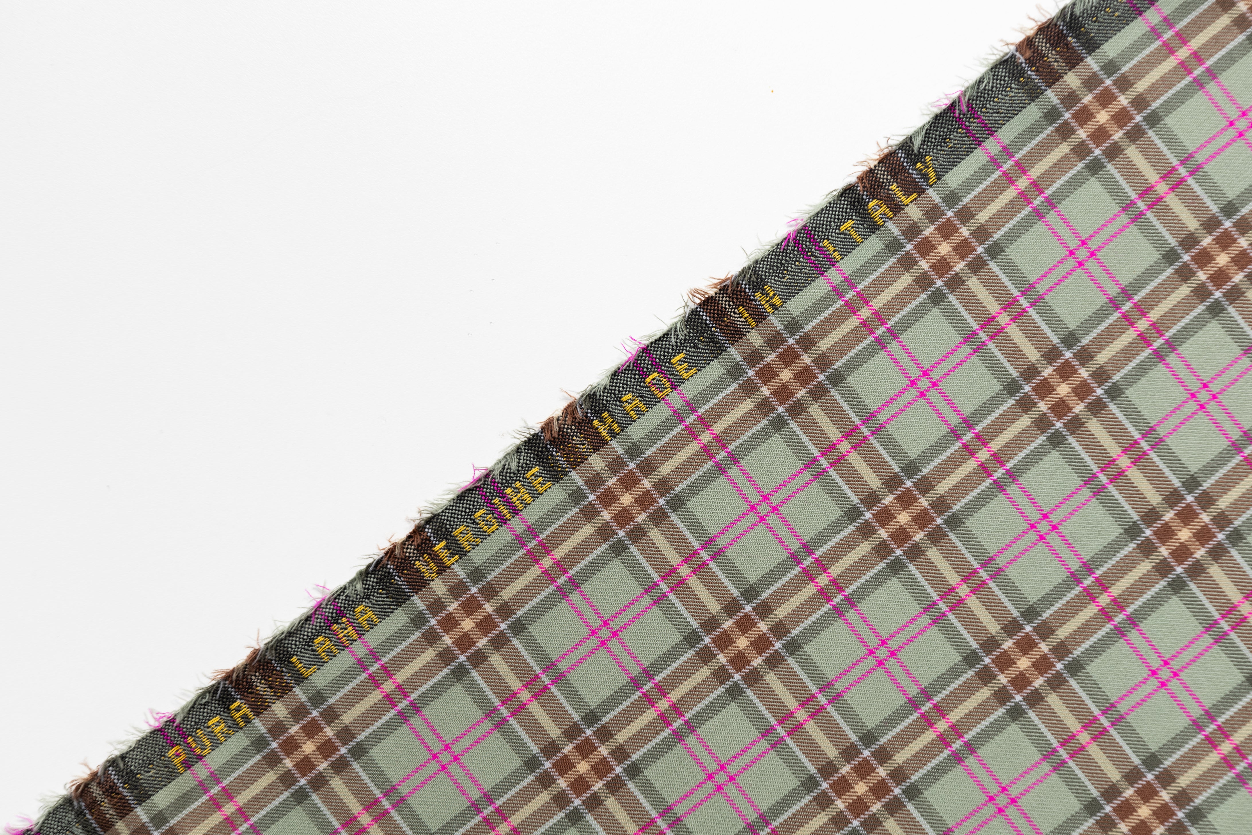 Checked Italian Wool Suiting - Green / Pink / Brown