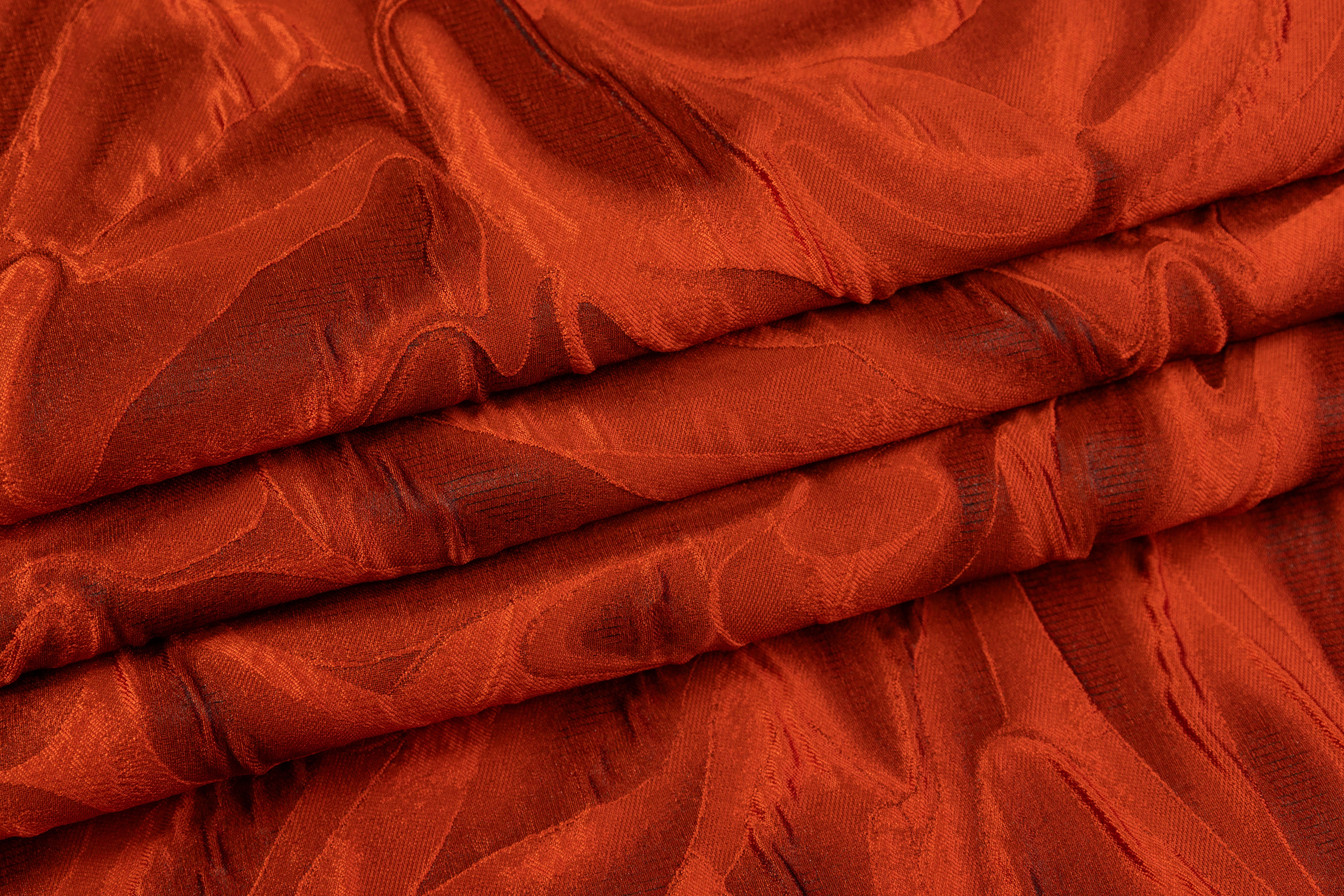 Abstract Italian Cloqué Brocade - Fire Orange