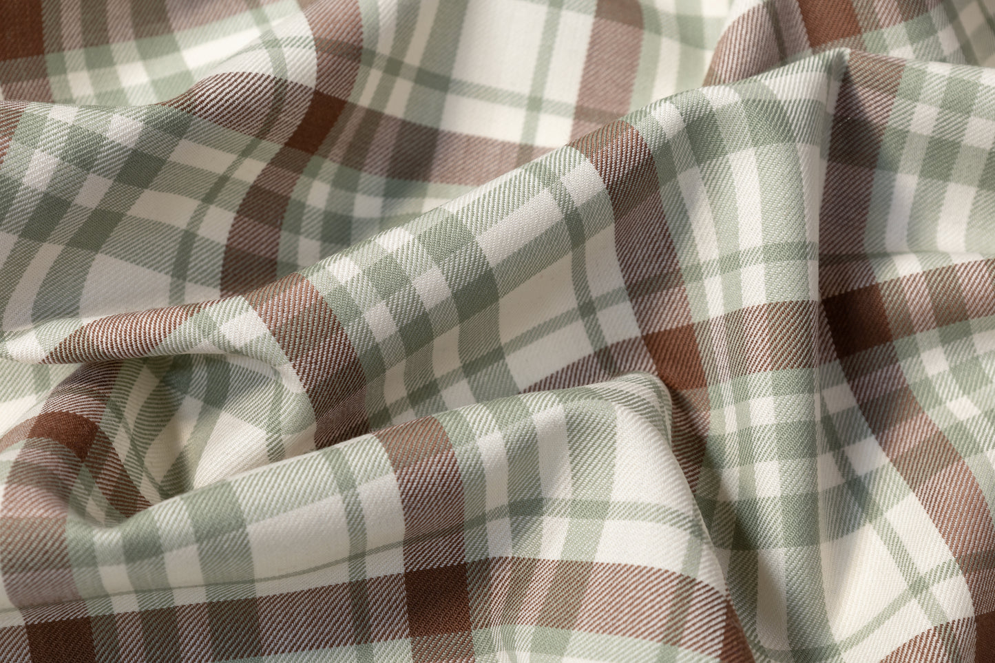 Checked Italian Wool Suiting - Green / Brown / White