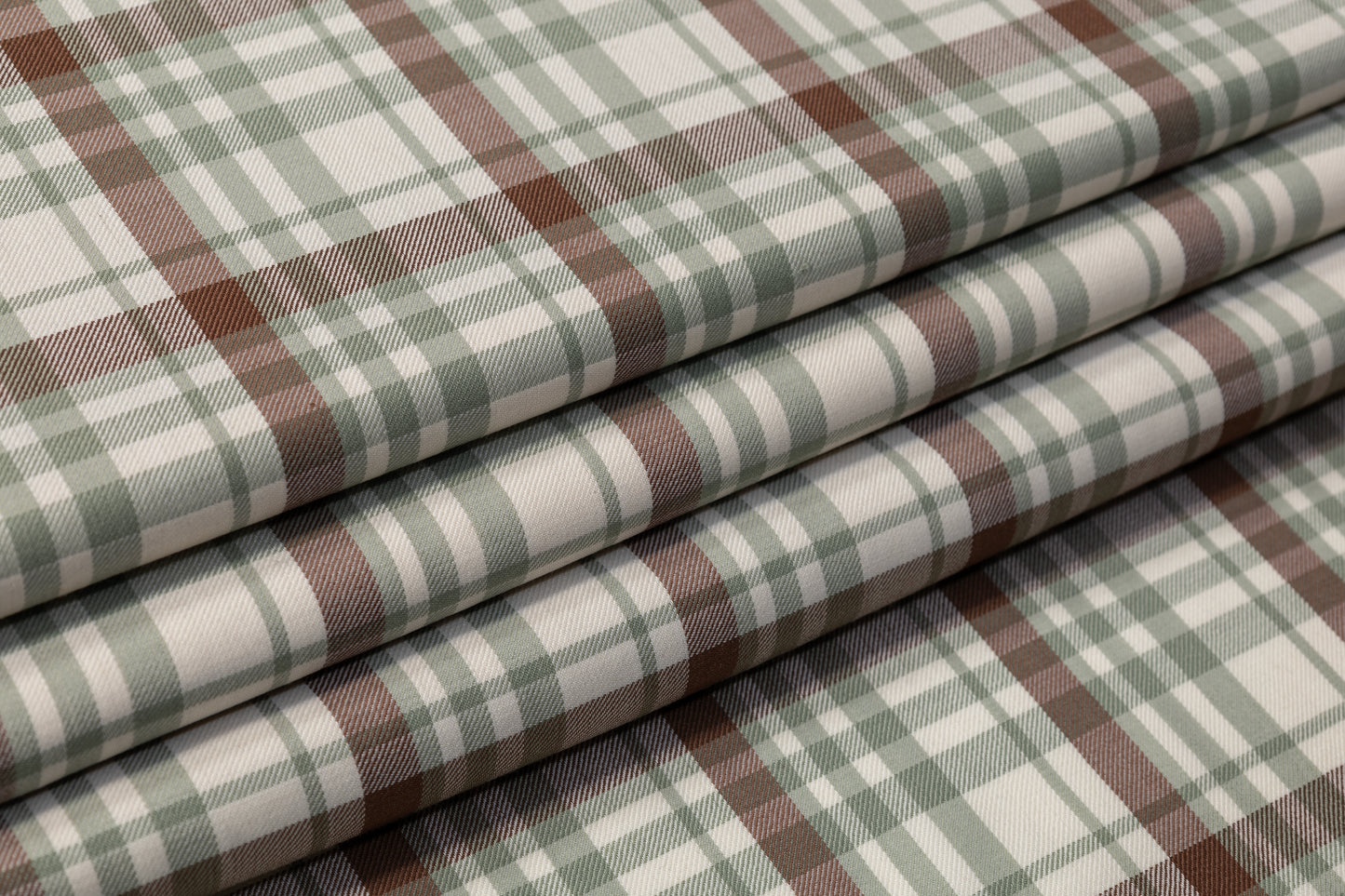 Checked Italian Wool Suiting - Green / Brown / White