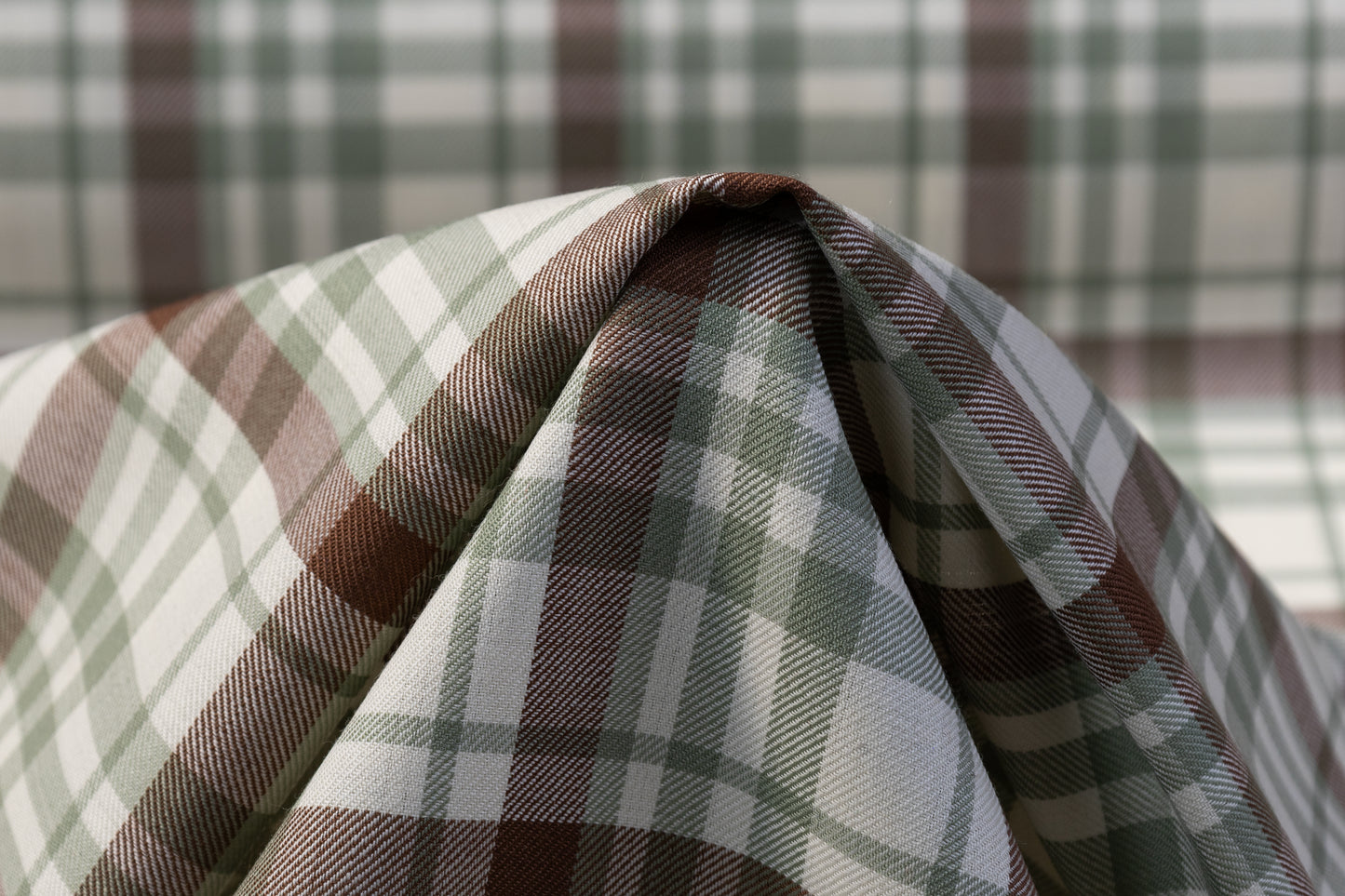 Checked Italian Wool Suiting - Green / Brown / White