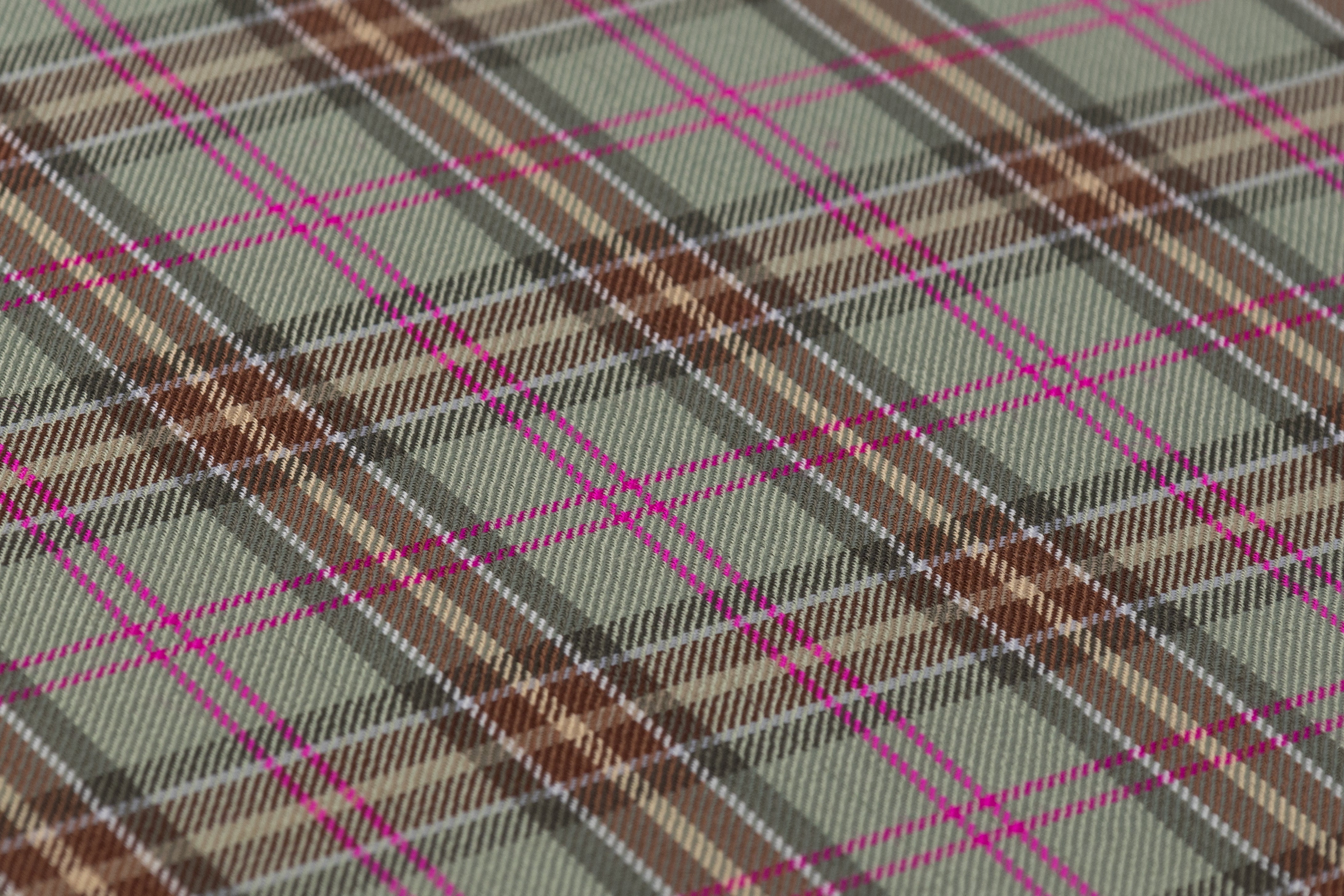 Checked Italian Wool Suiting - Green / Pink / Brown