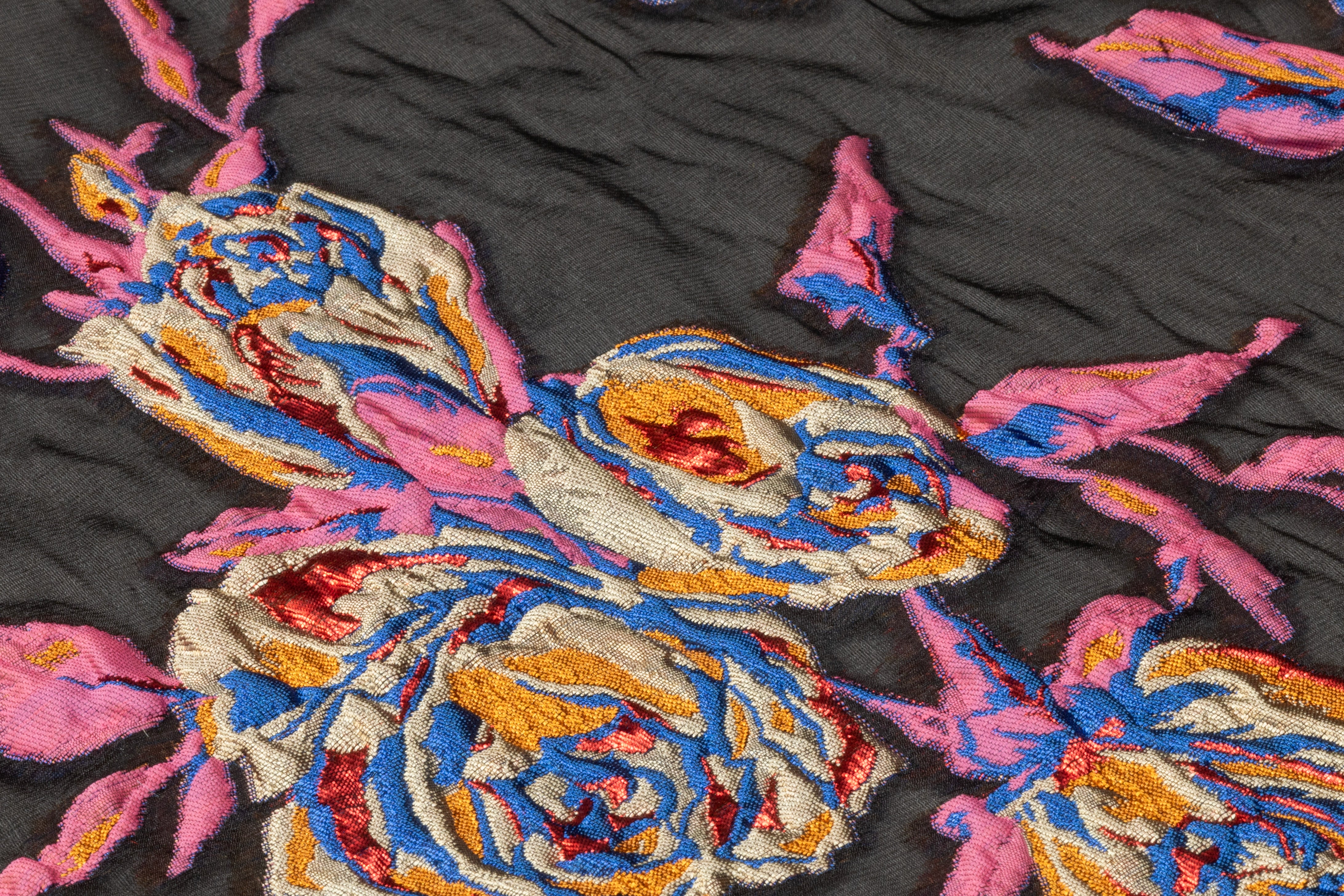 Floral Italian Silk Blend Organza Fil Coupé - Pink / Blue / Copper / Red