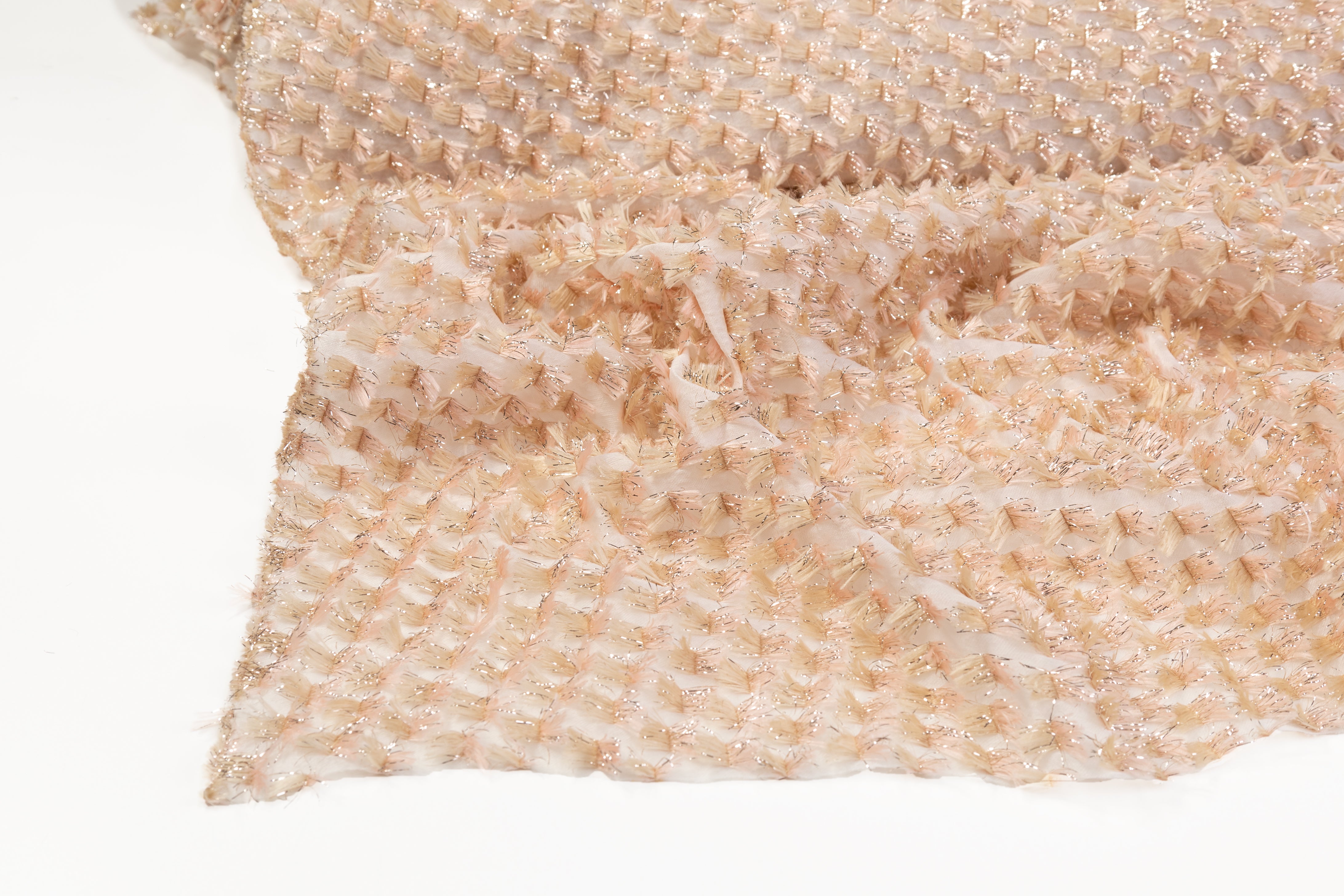 Fringed Italian Silk Blend Gazar - Peach