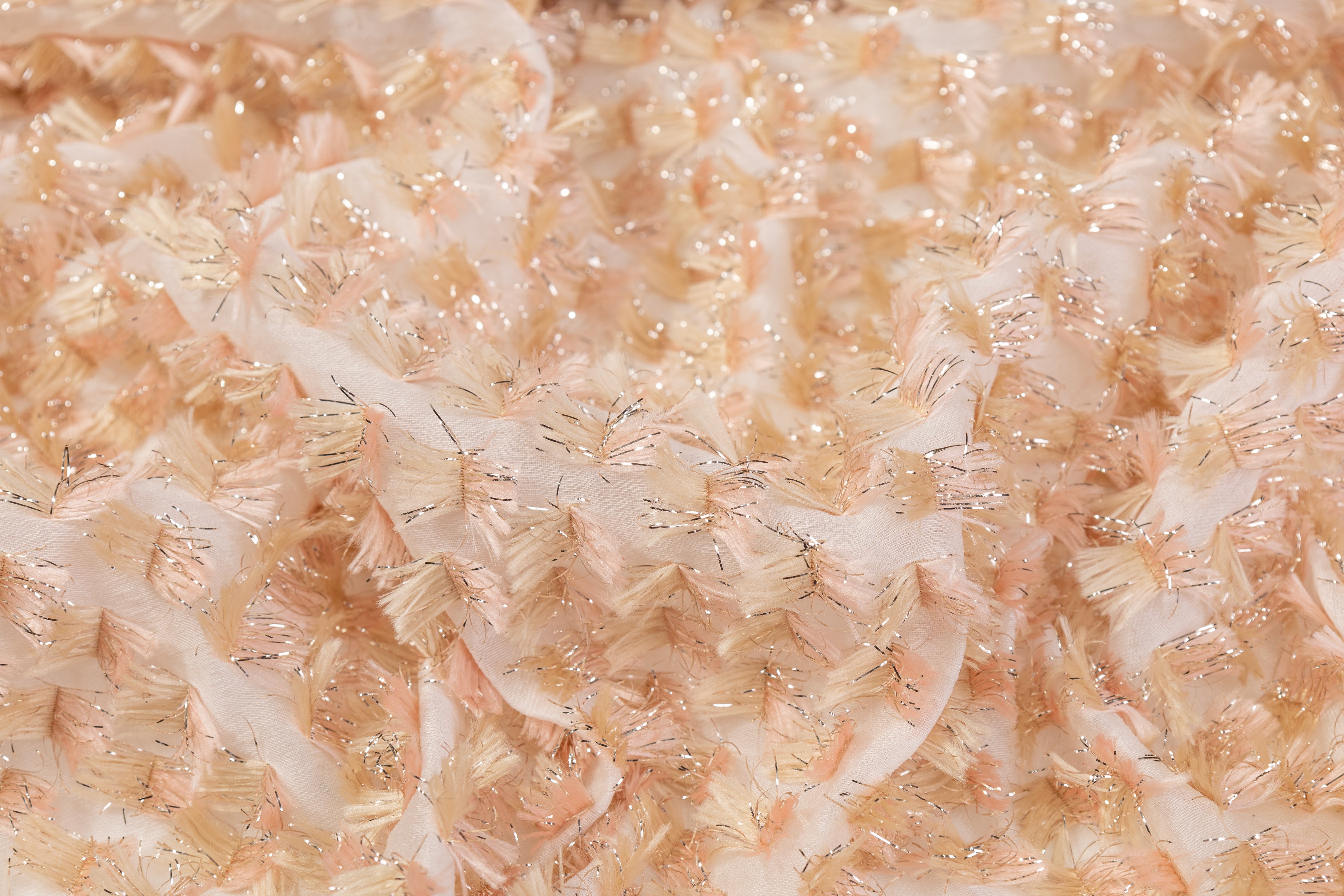 Fringed Italian Silk Blend Gazar - Peach