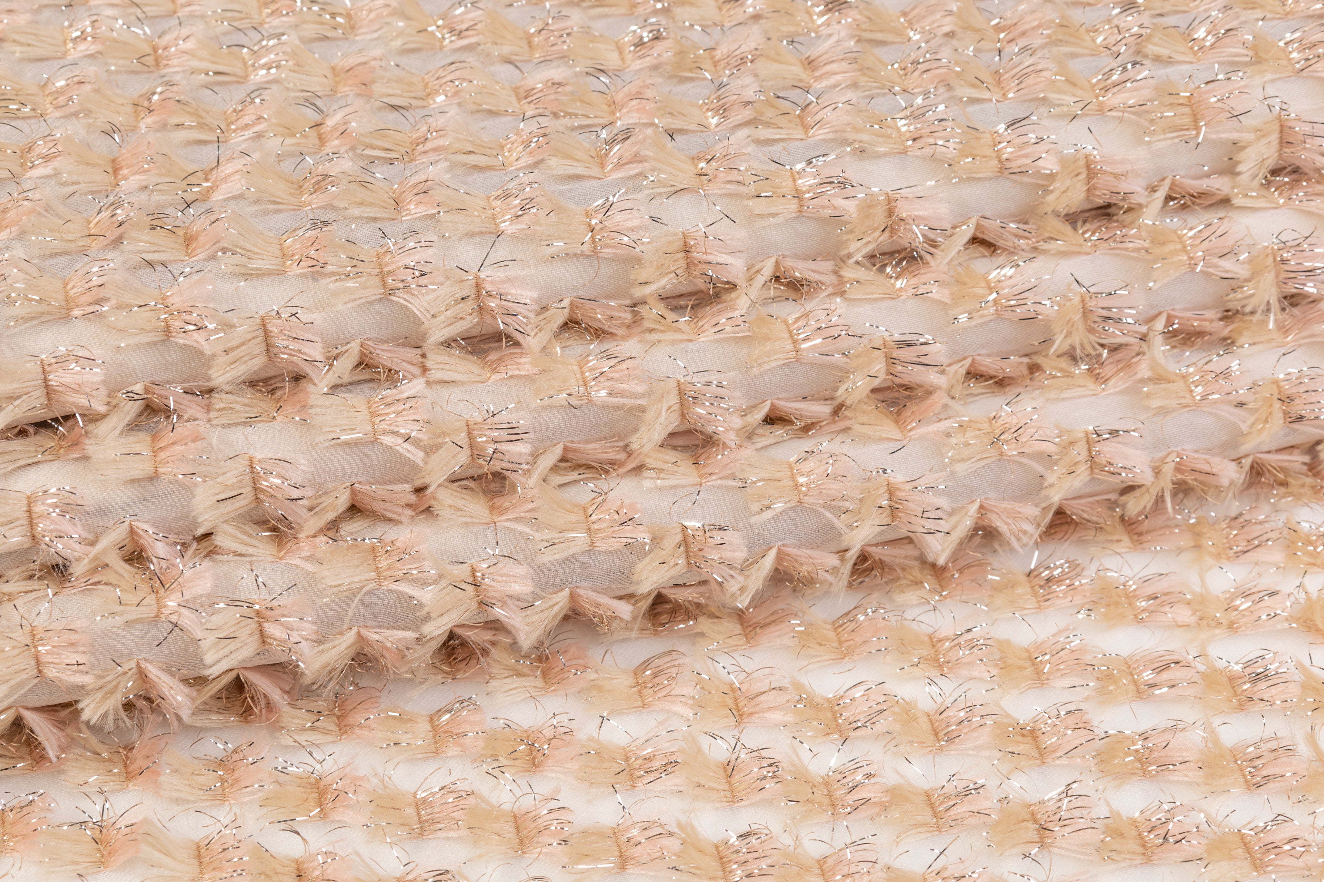 Fringed Italian Silk Blend Gazar - Peach