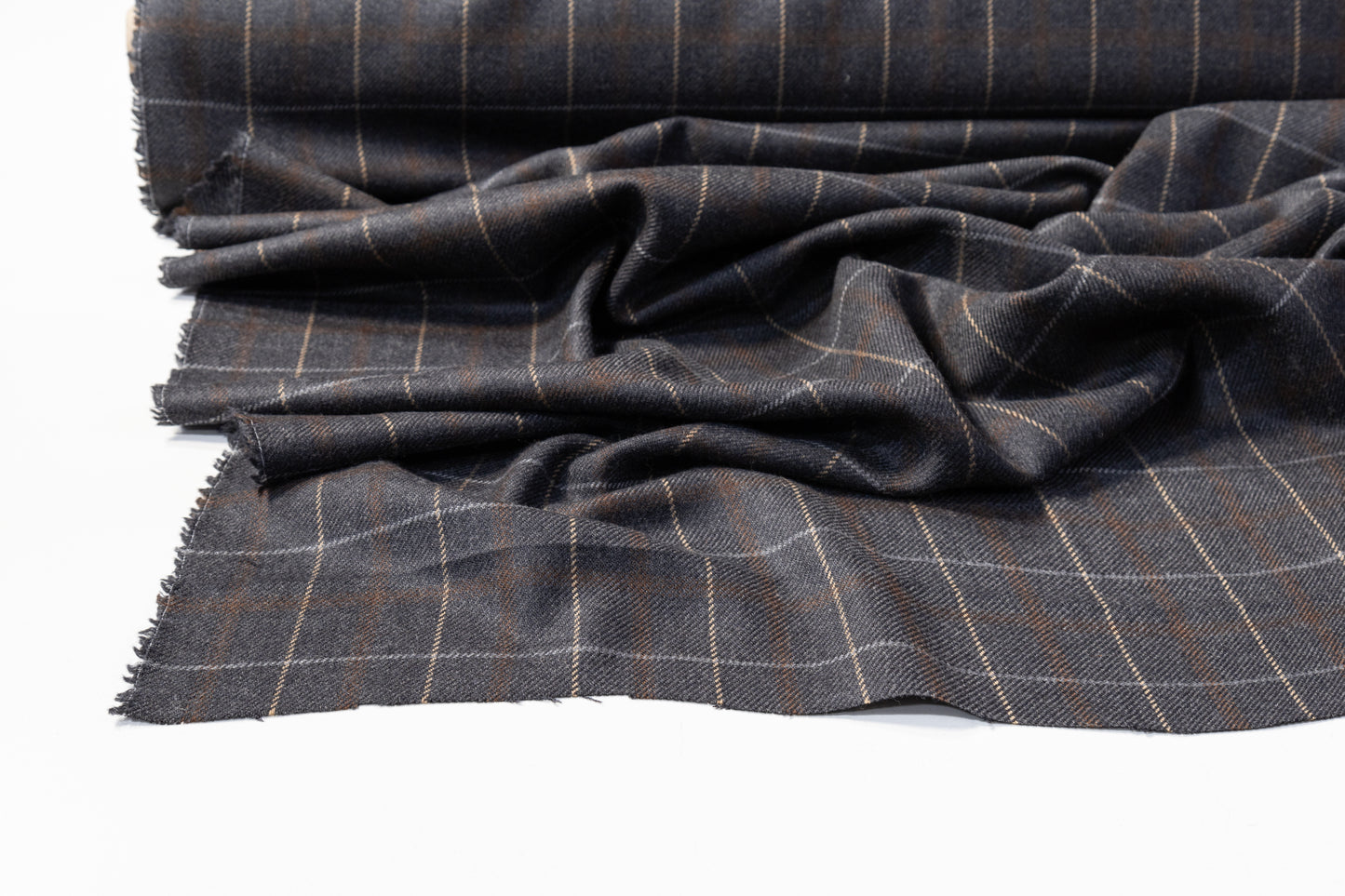 Checked Italian Wool Suiting - Gray / Brown